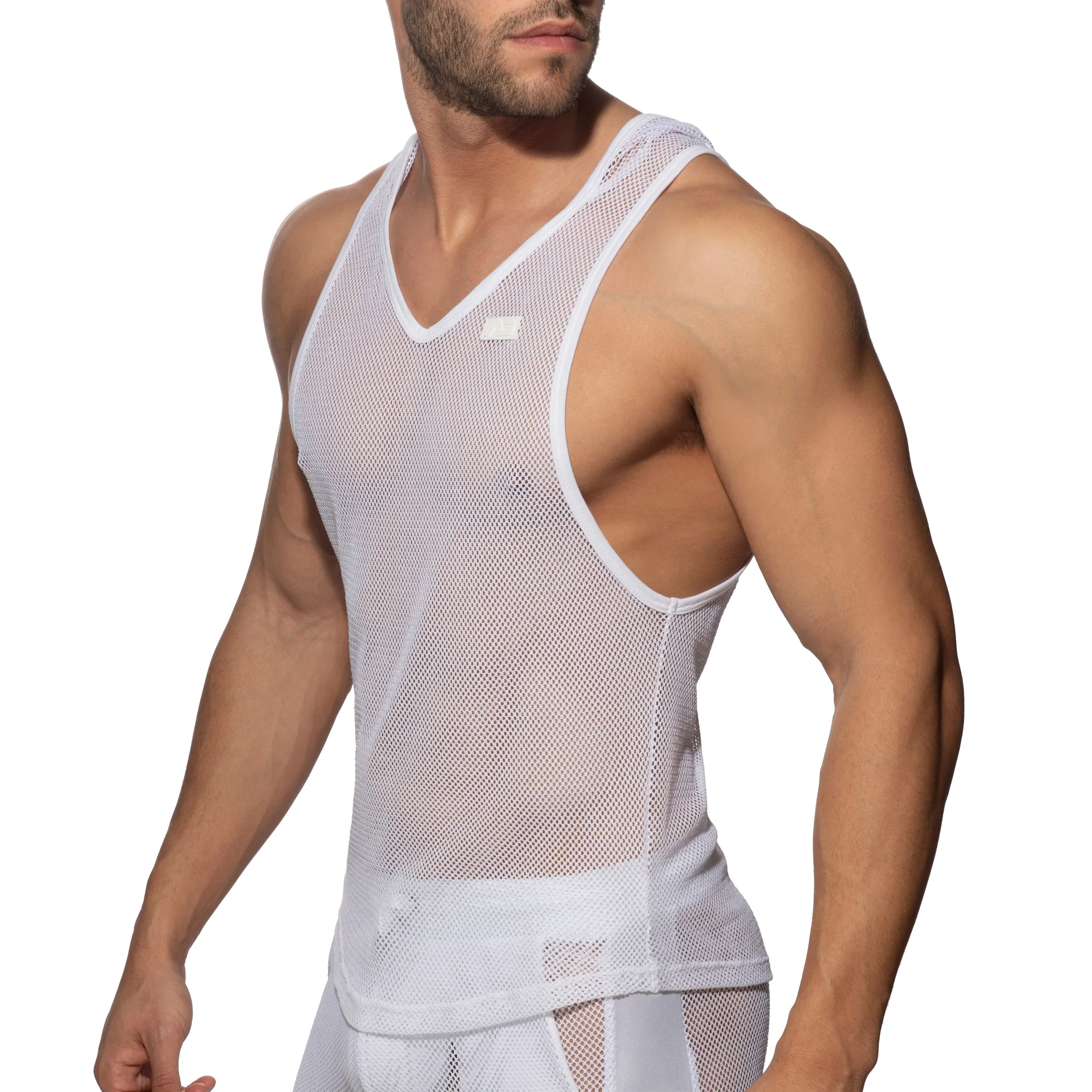 Addicted Mesh Sleeveless Hoodie White AD968