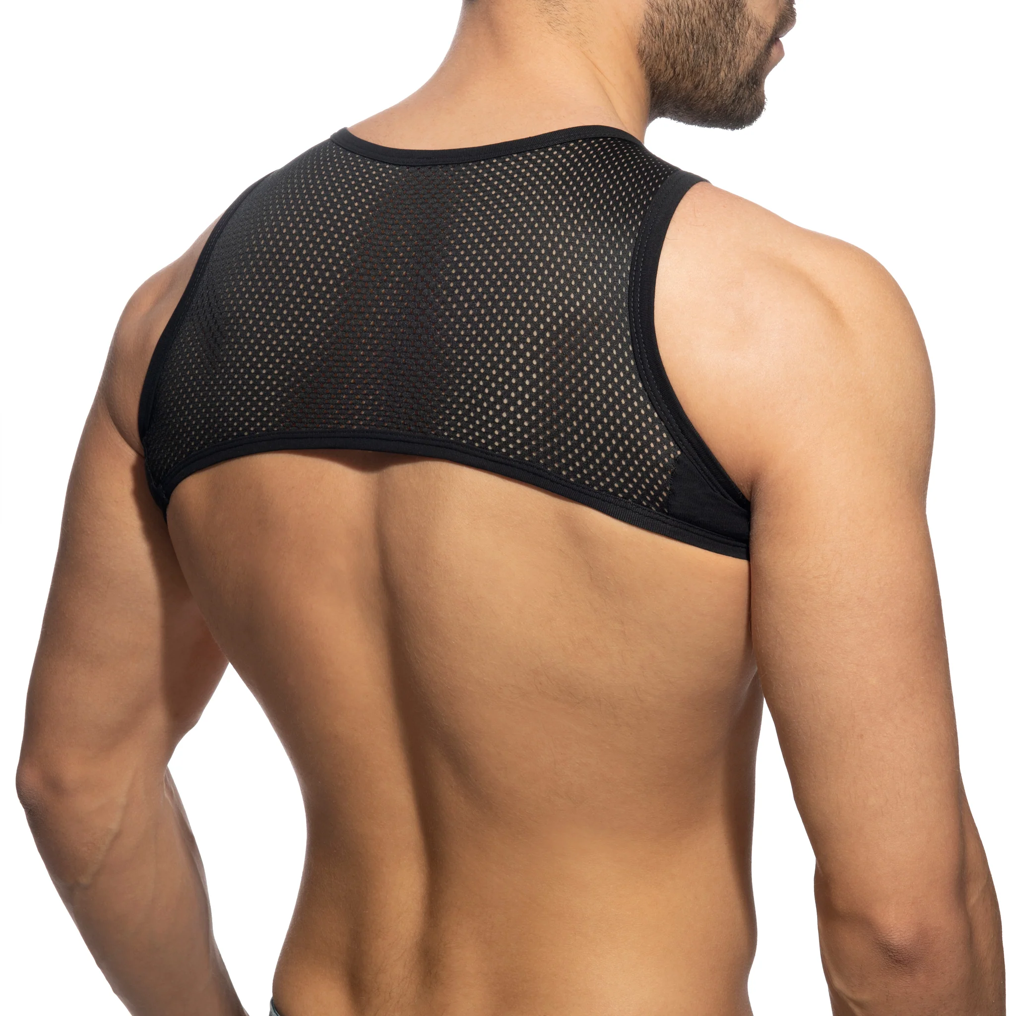 Addicted Mesh-Zip Crop Top Black AD998 - Image 3