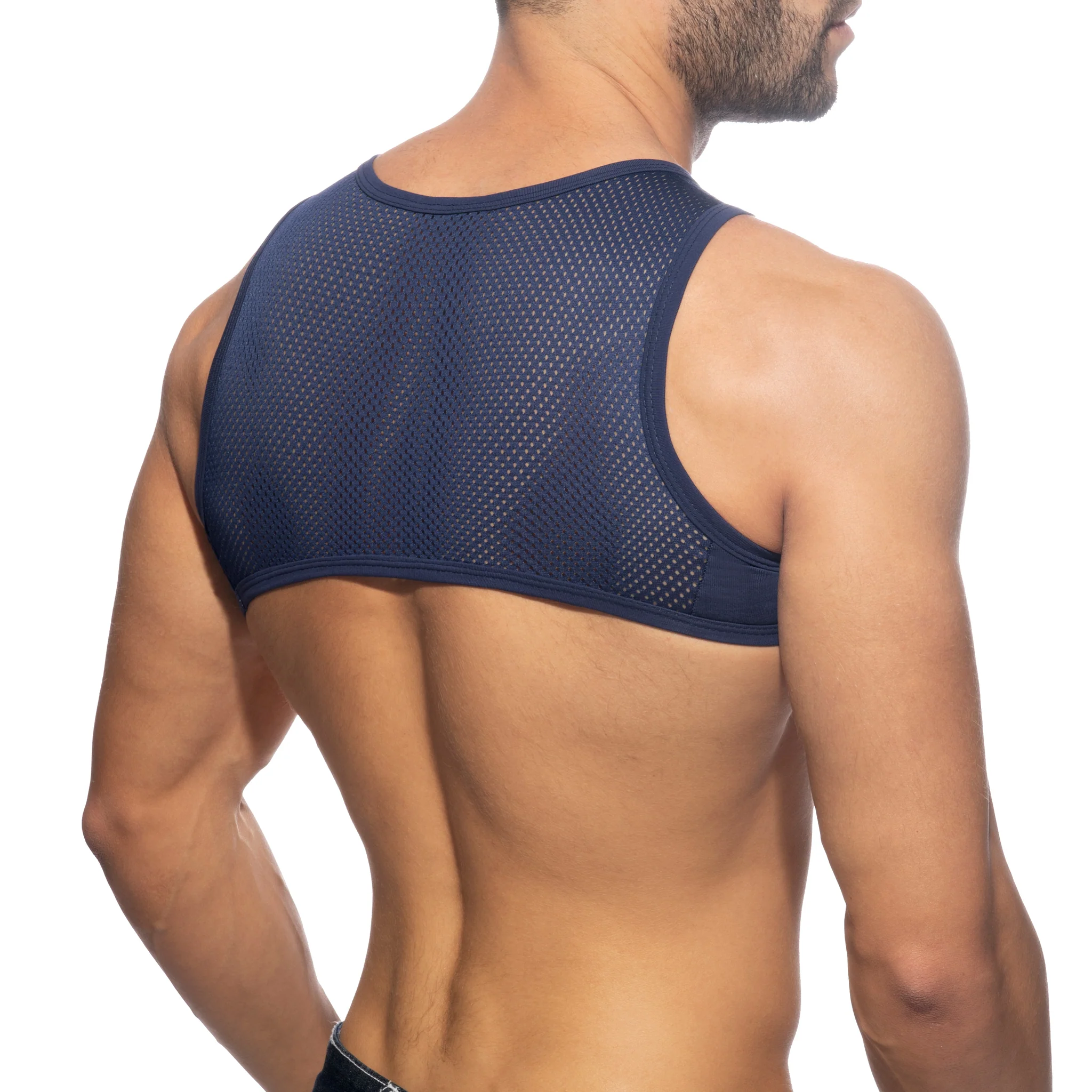 Addicted Mesh-Zip Crop Top Navy AD998 - Image 3