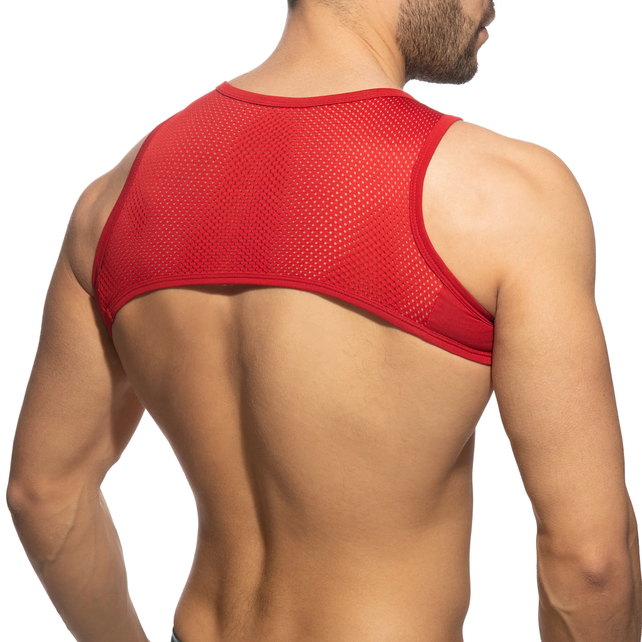 Addicted Mesh-Zip Crop Top Red AD998 - Image 3