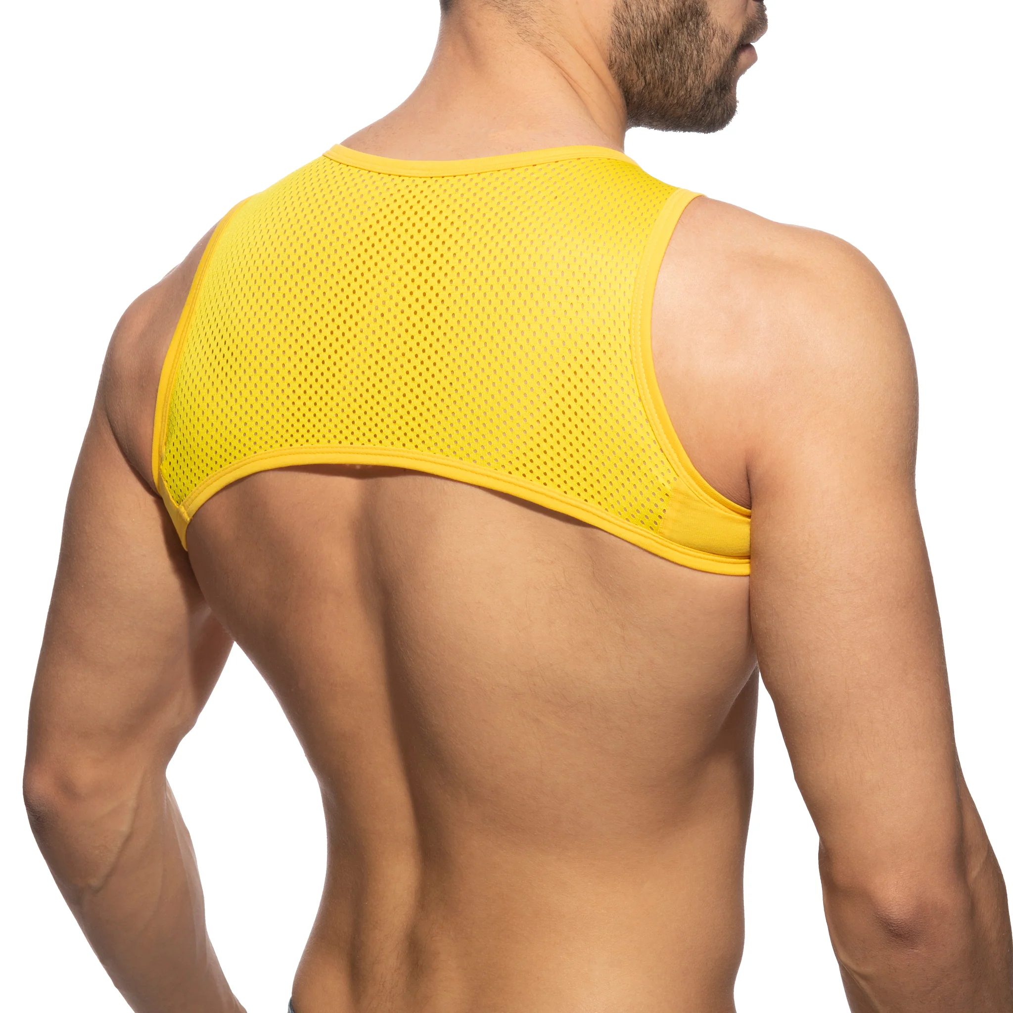 Addicted Mesh-Zip Crop Top Yellow AD998 - Image 3