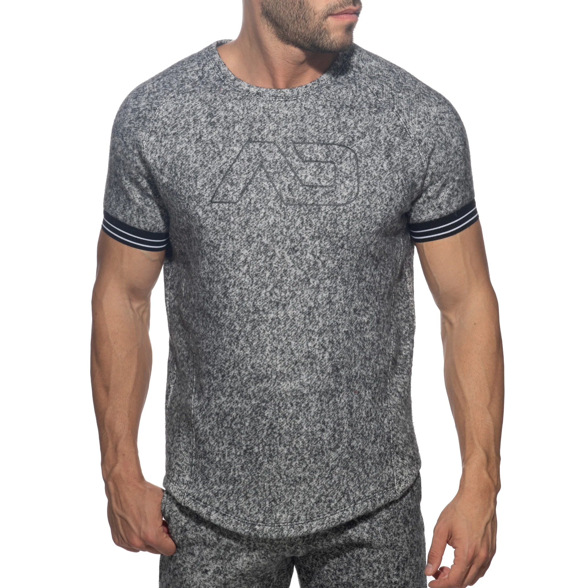 Addicted Mottled Jumper T-Shirt Black AD1211 - Image 2