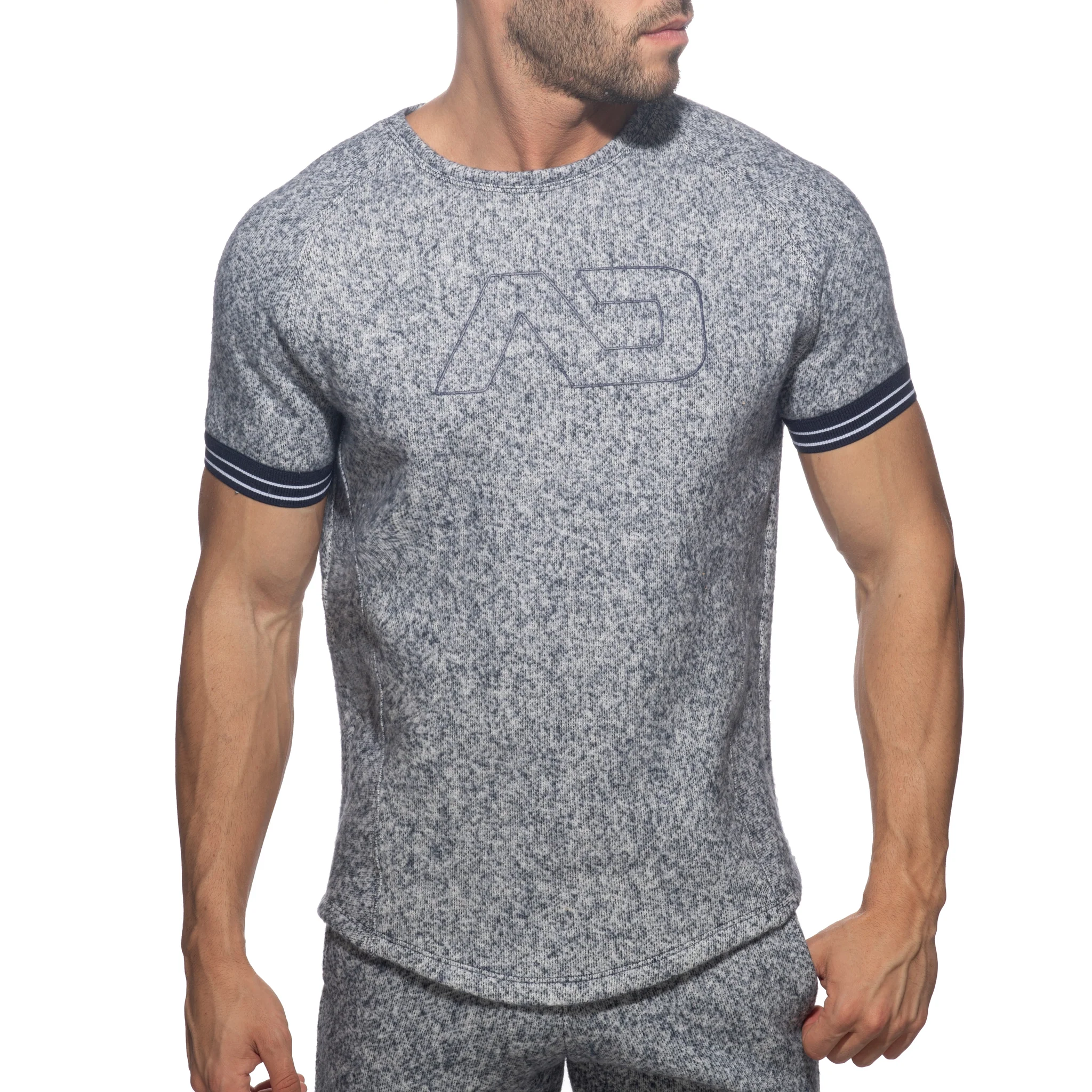 Addicted Mottled Jumper T-Shirt Navy AD1211 - Image 2