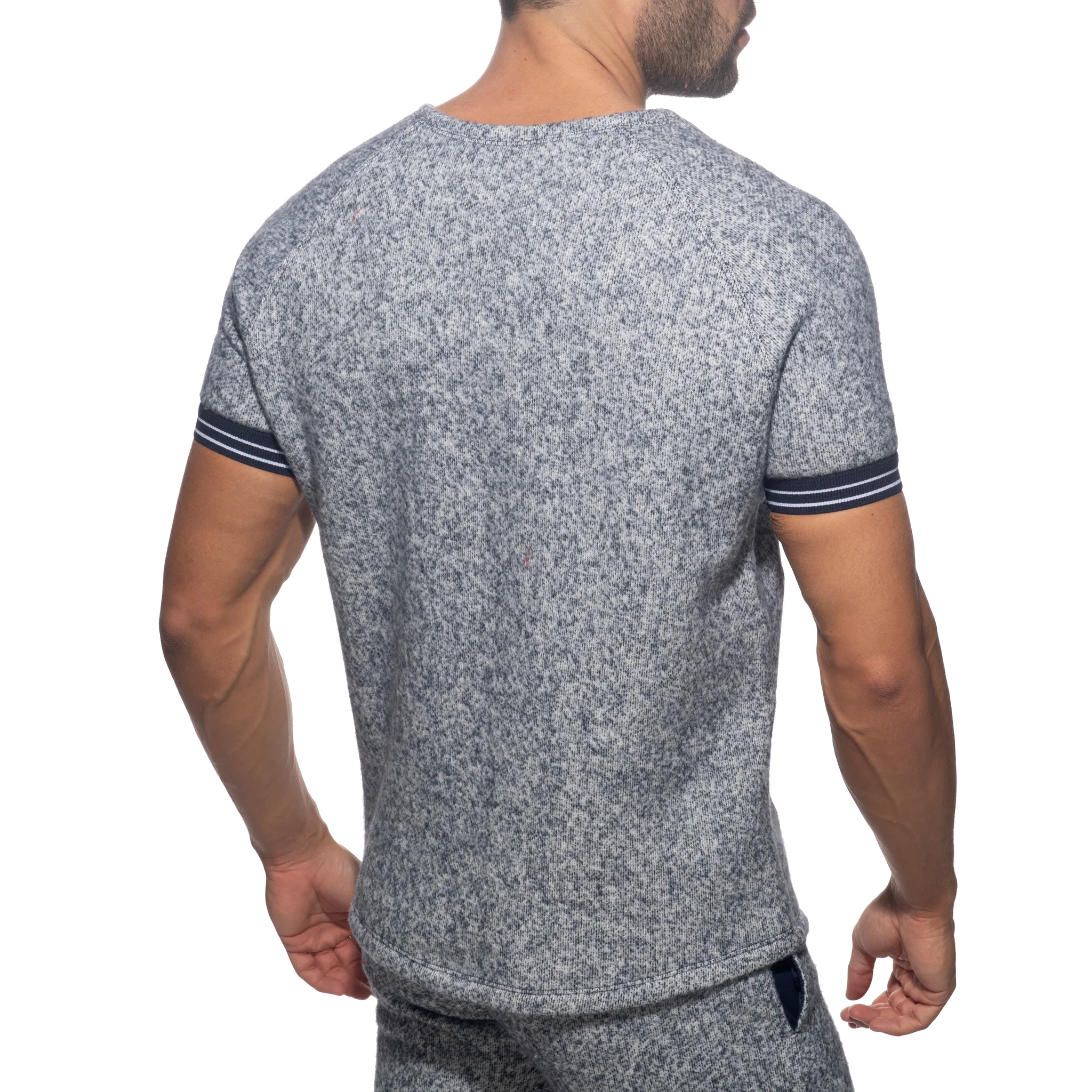 Addicted Mottled Jumper T-Shirt Navy AD1211 - Image 3