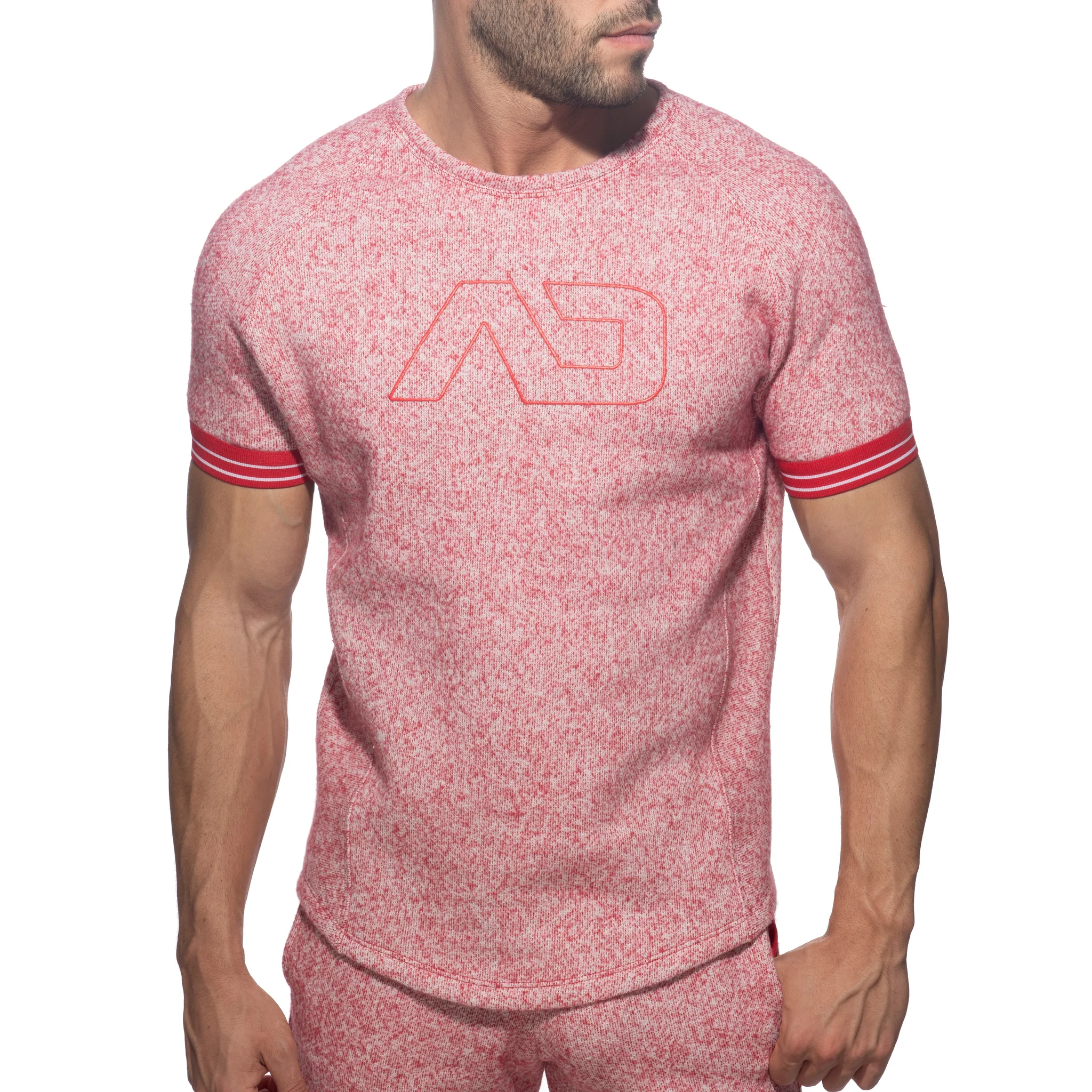 Addicted Mottled Jumper T-Shirt Red AD1211 - Image 2