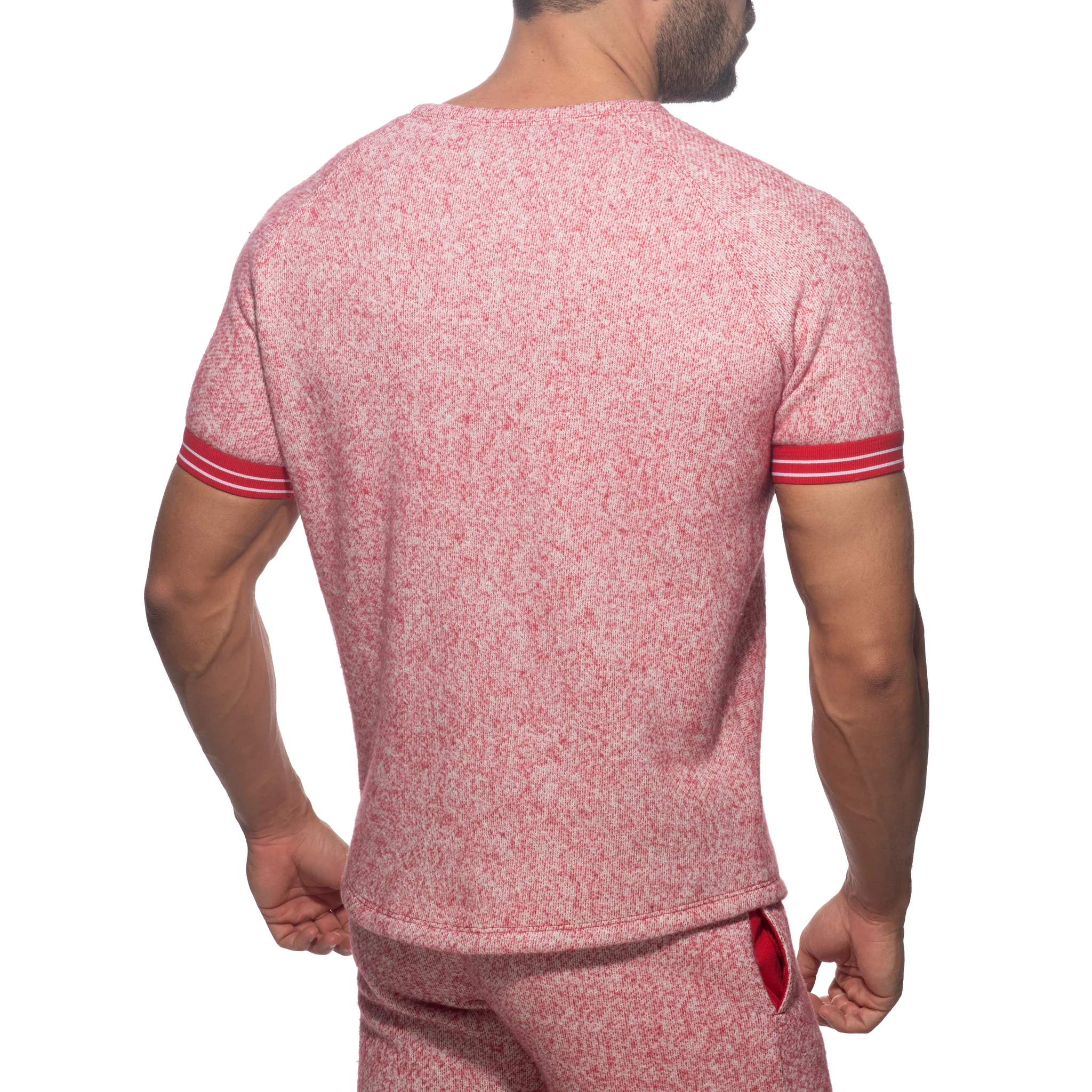 Addicted Mottled Jumper T-Shirt Red AD1211 - Image 3