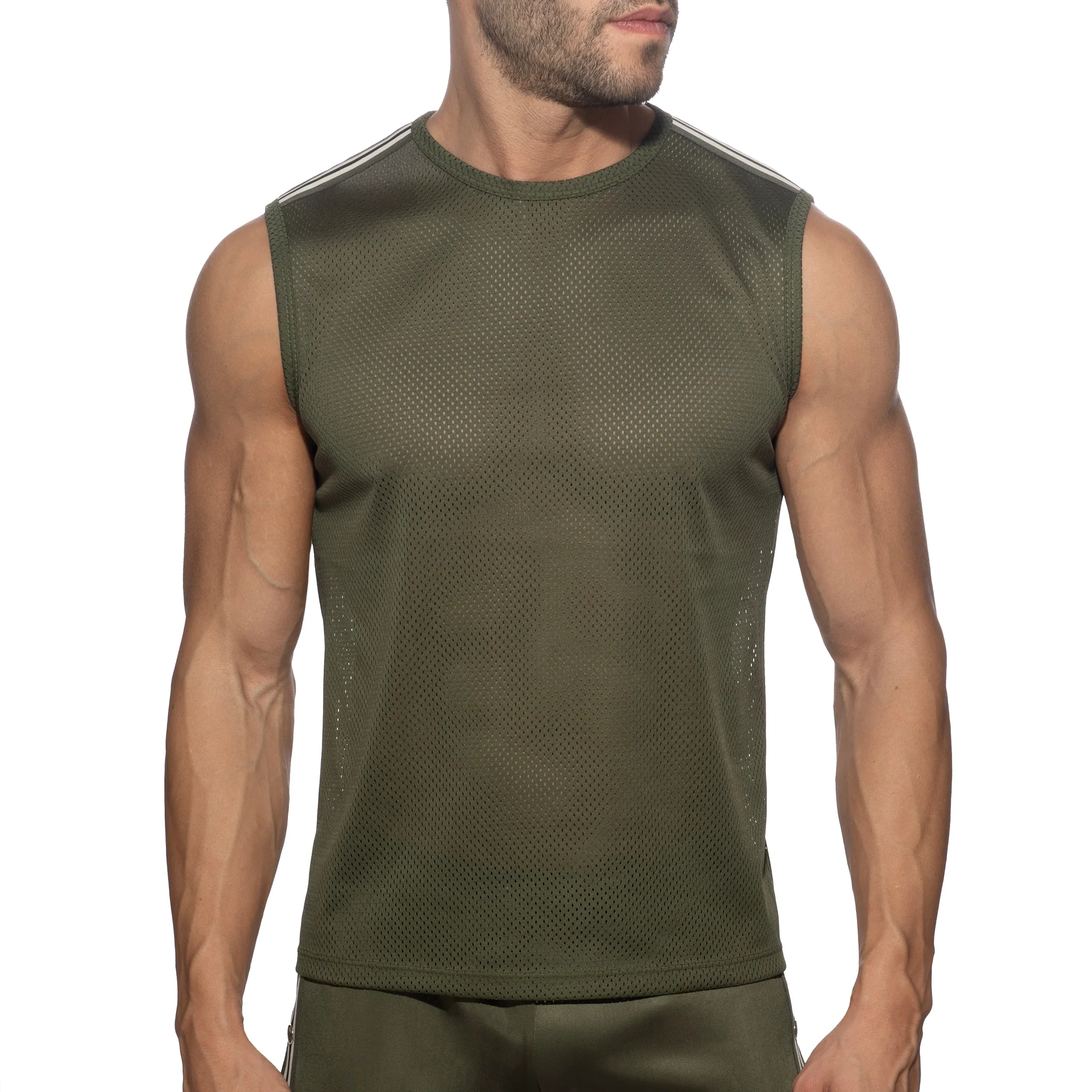 Addicted Nexus Mesh Tank Top Khaki AD1337 - Image 2