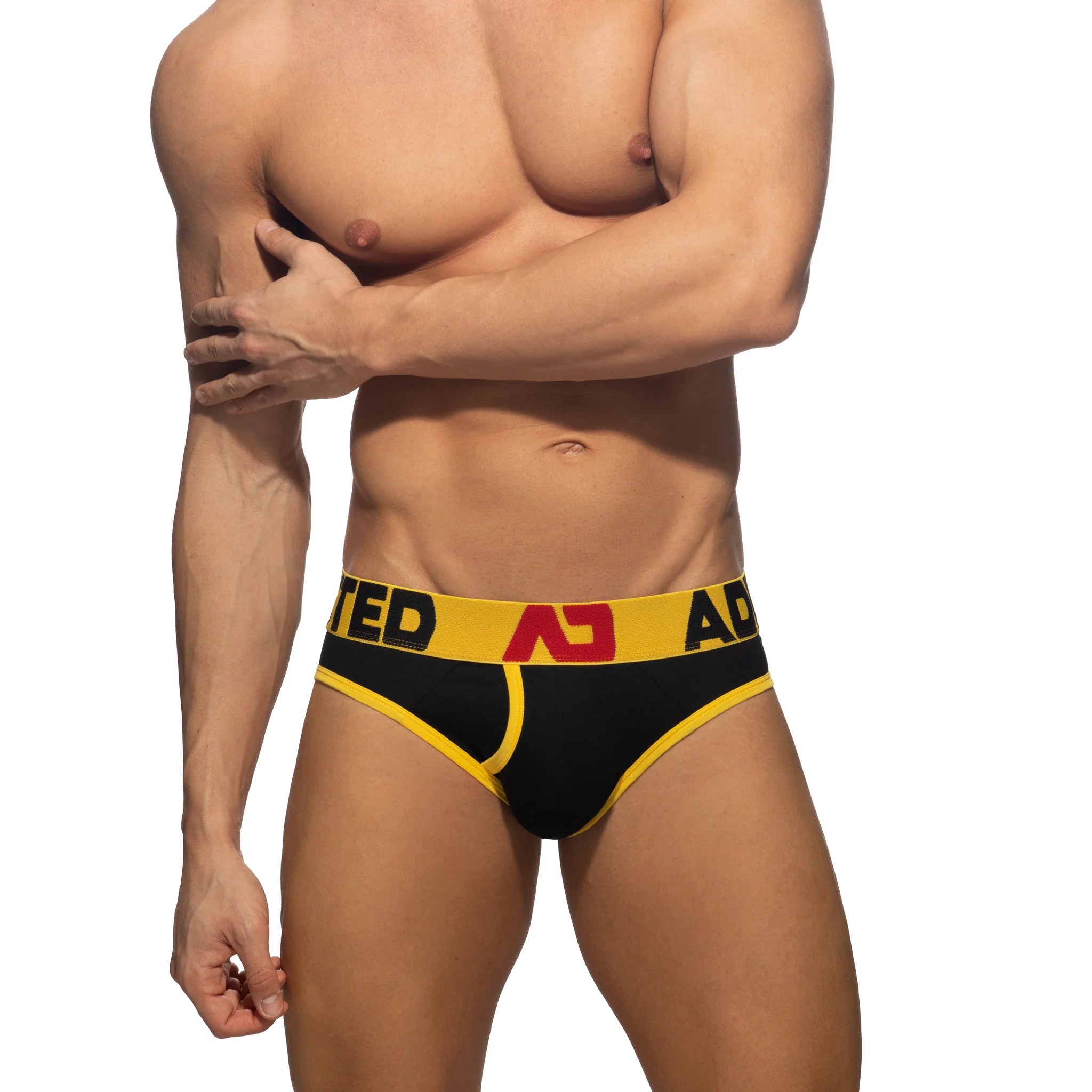 Addicted Open Fly Cotton Brief Yellow AD1202 - Image 2