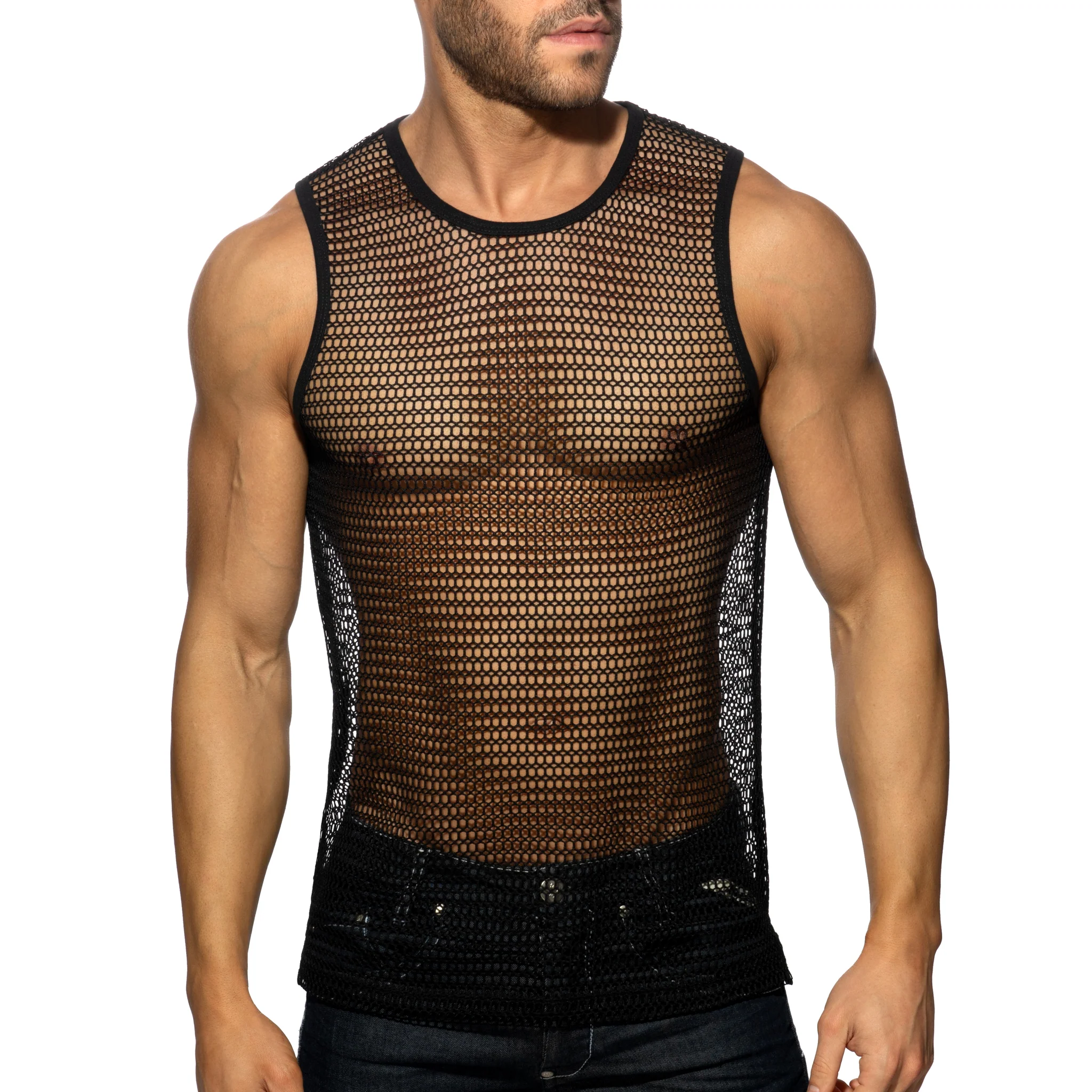 Addicted Openwork Fabric Tank Top Black AD1426 - Image 2