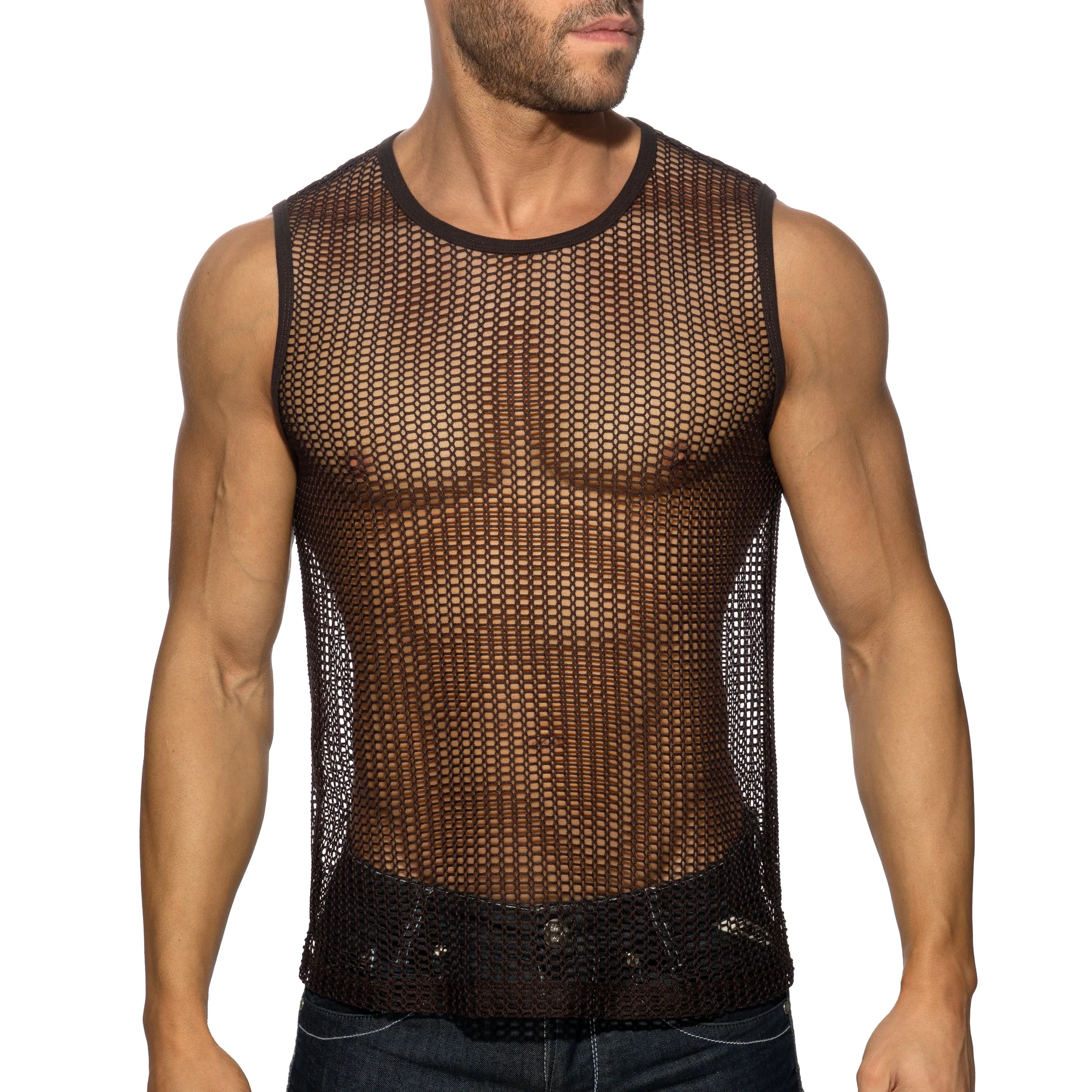 Addicted Openwork Fabric Tank Top Brown AD1426 - Image 2