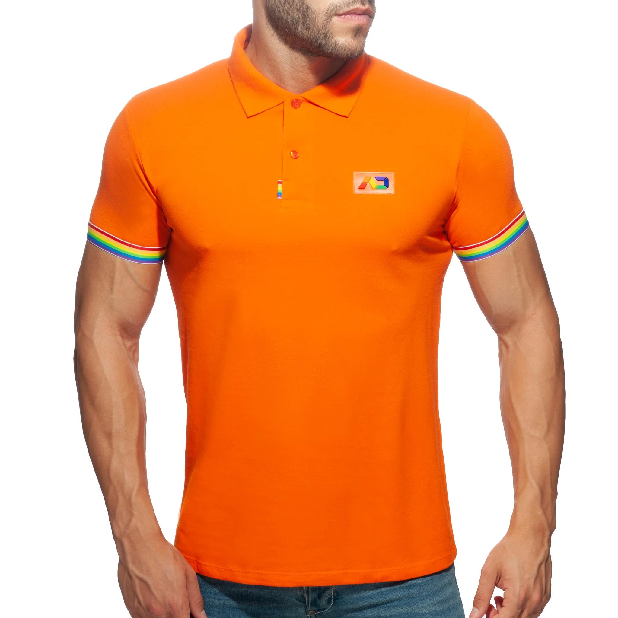 Addicted Rainbow Polo Shirt Orange AD960 - Image 2