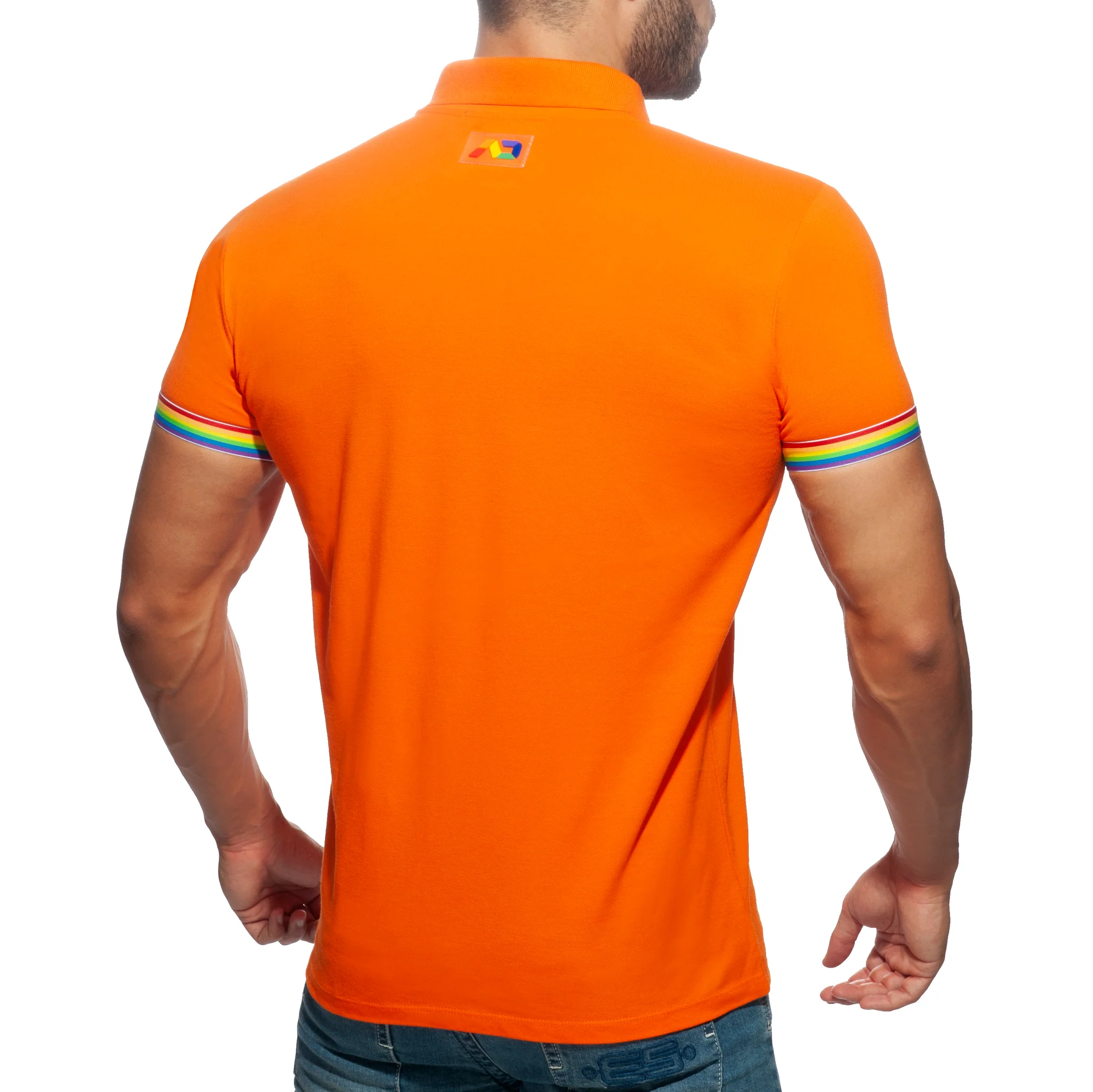 Addicted Rainbow Polo Shirt Orange AD960 - Image 3