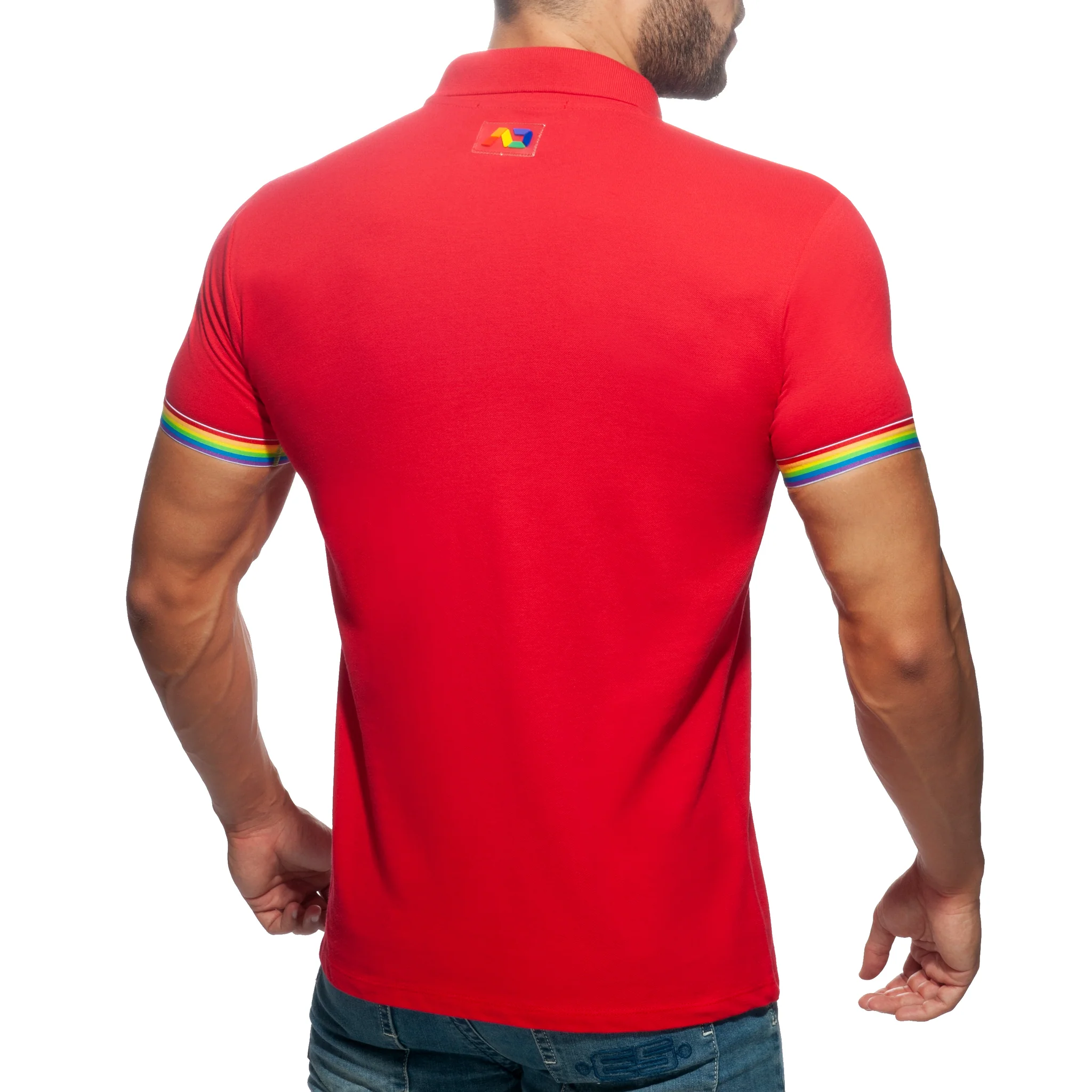 Addicted Rainbow Polo Shirt Red AD960 - Image 3