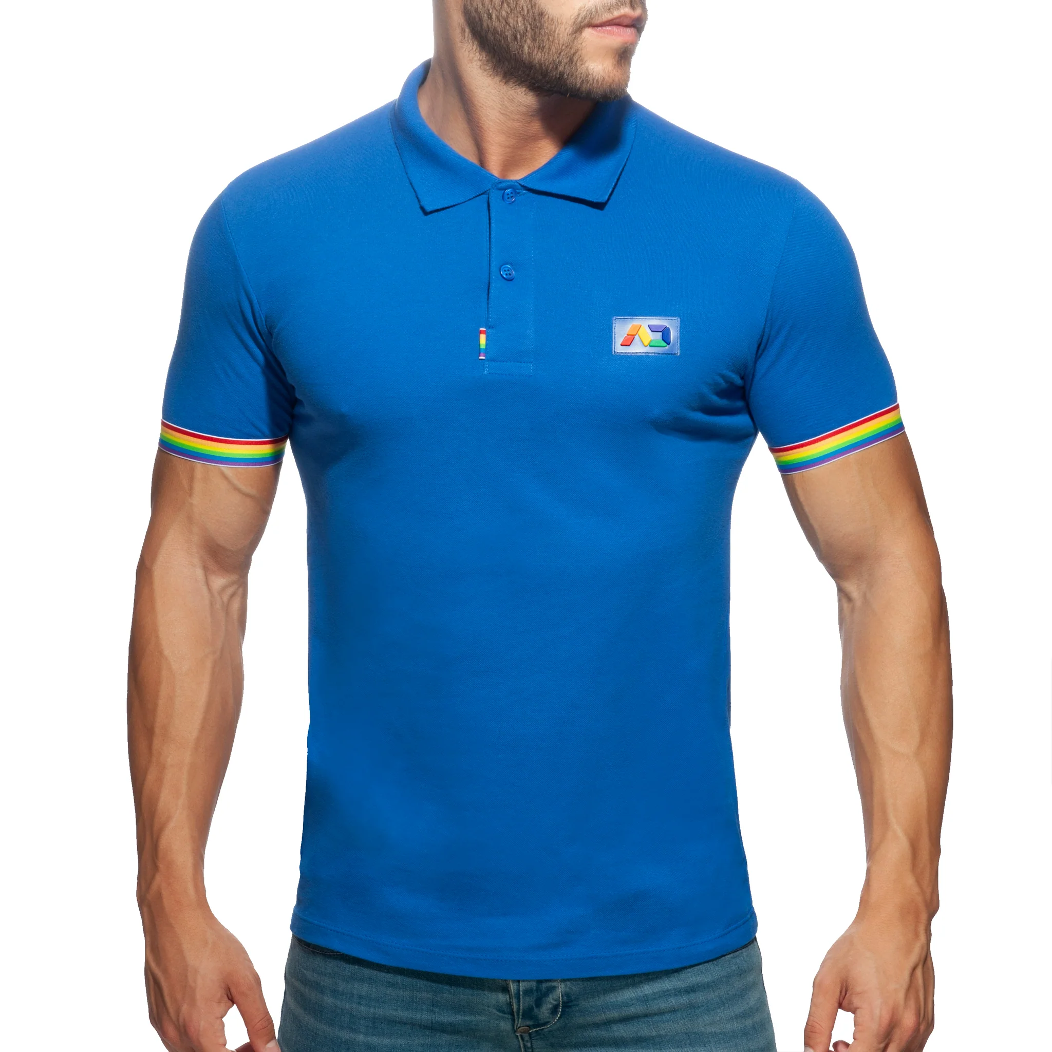 Addicted Rainbow Polo Shirt Royal Blue AD960 - Image 2