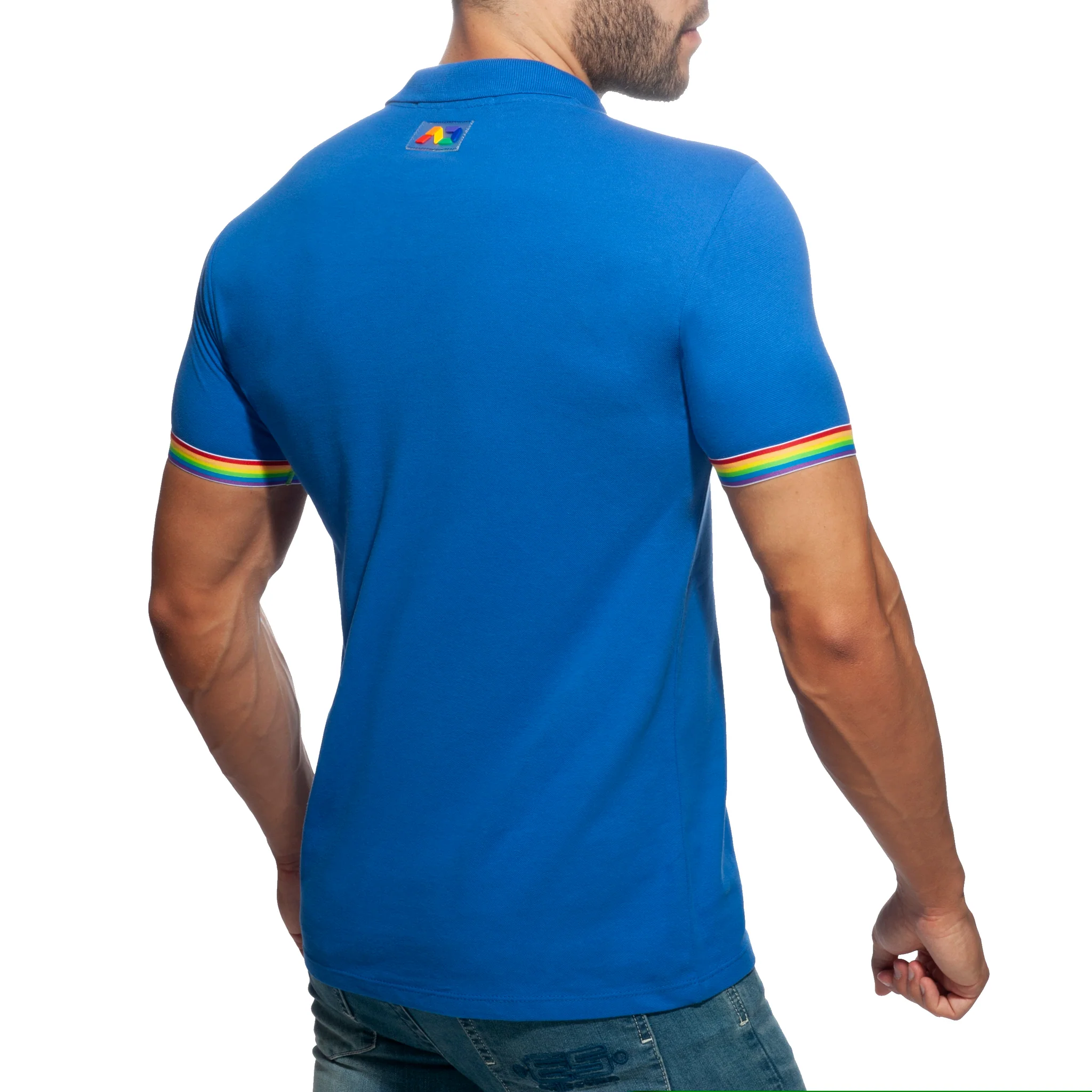 Addicted Rainbow Polo Shirt Royal Blue AD960 - Image 3