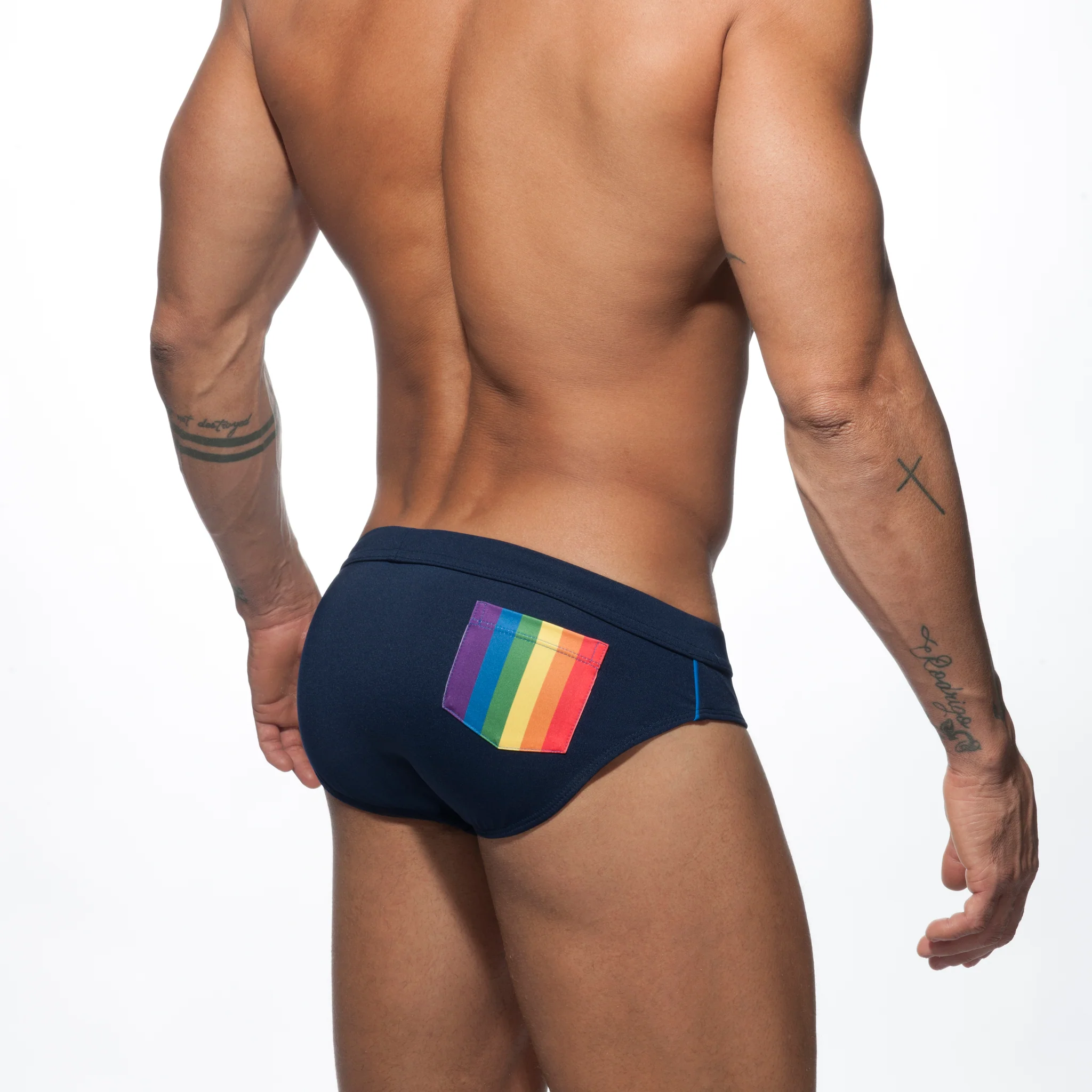 Addicted Rainbow Swim Brief Navy ADS195 - Image 3