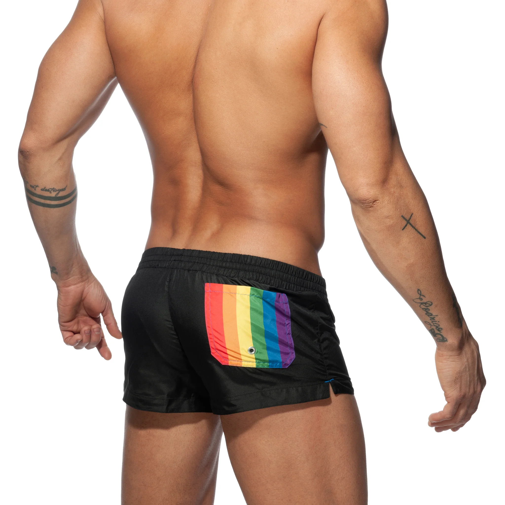 Addicted Rainbow Swim Short Black ADS197 - Image 3
