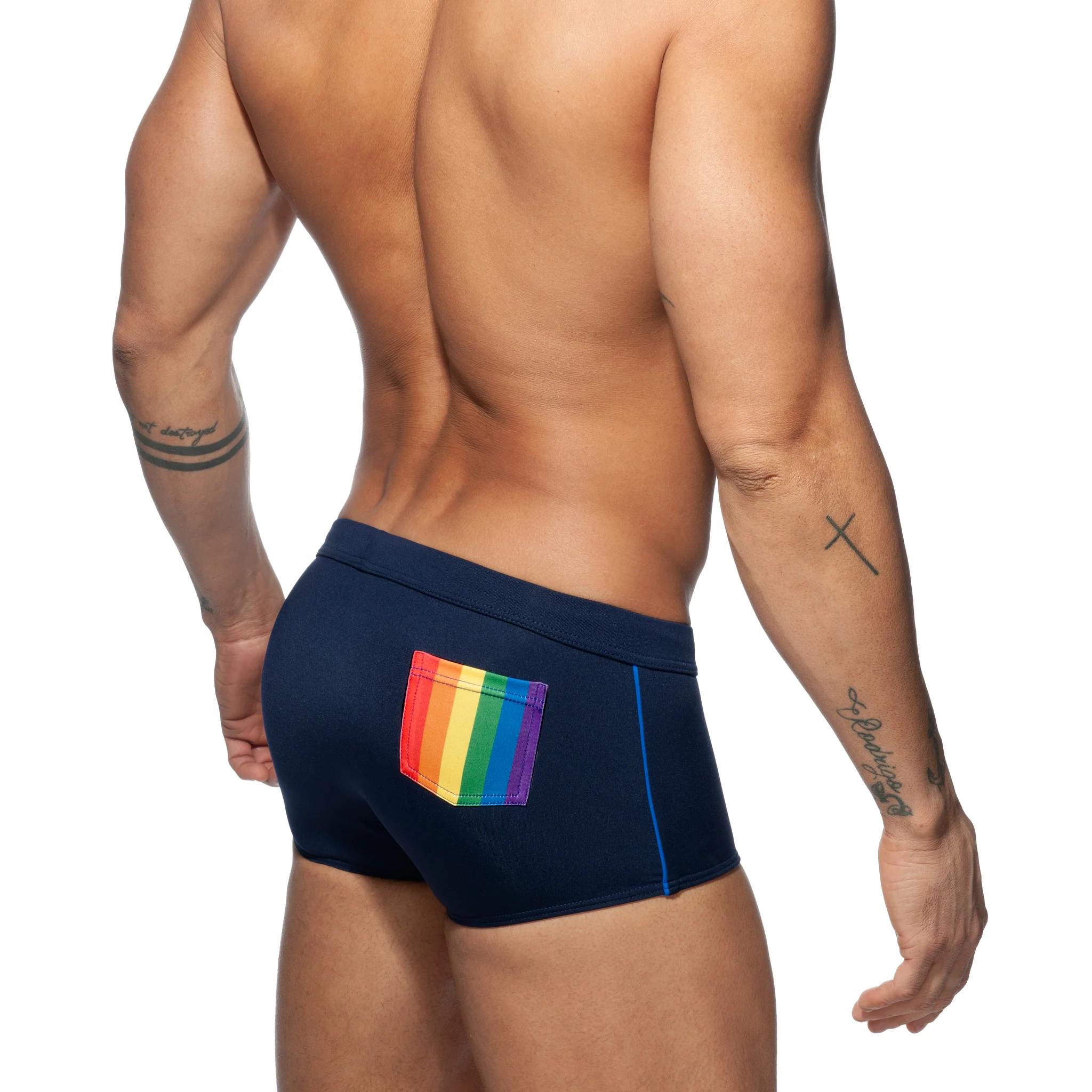 Addicted Rainbow Swim Trunk Navy ADS196 - Image 3