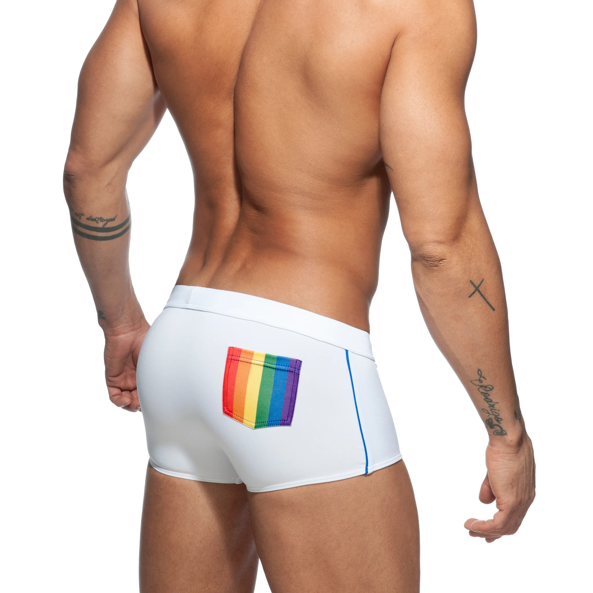 Addicted Rainbow Swim Trunk White ADS196 - Image 3