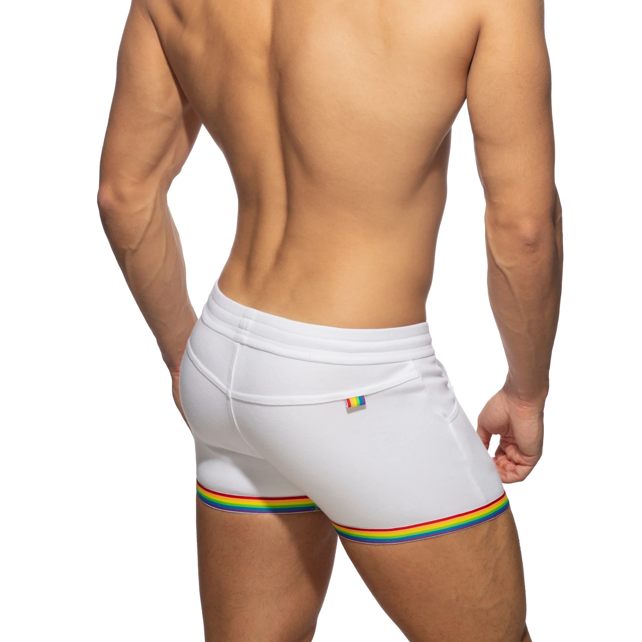 Addicted Rainbow Tape Cotton Shorts White AD1147 - Image 3