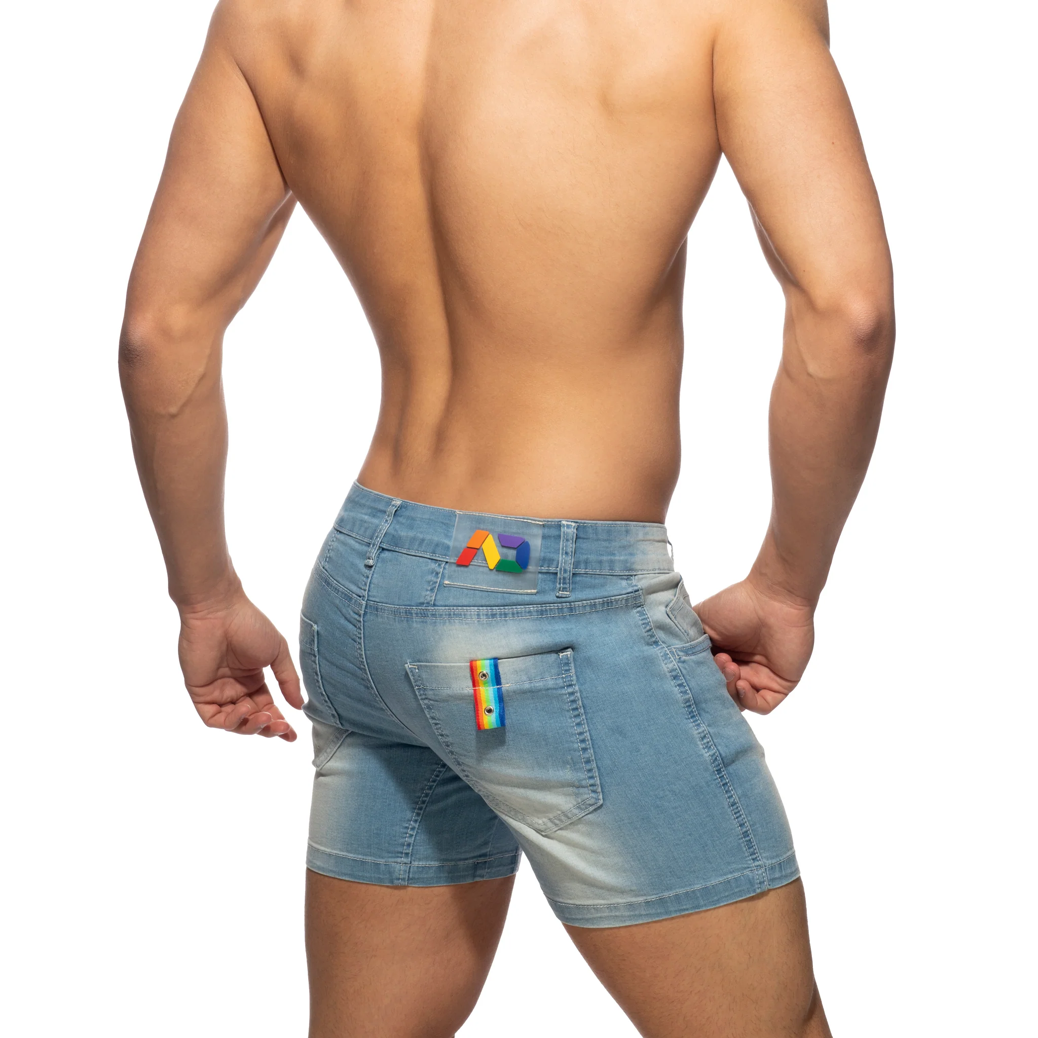 Addicted Rainbow Tape Short Jeans Blue Jeans AD991 - Image 3
