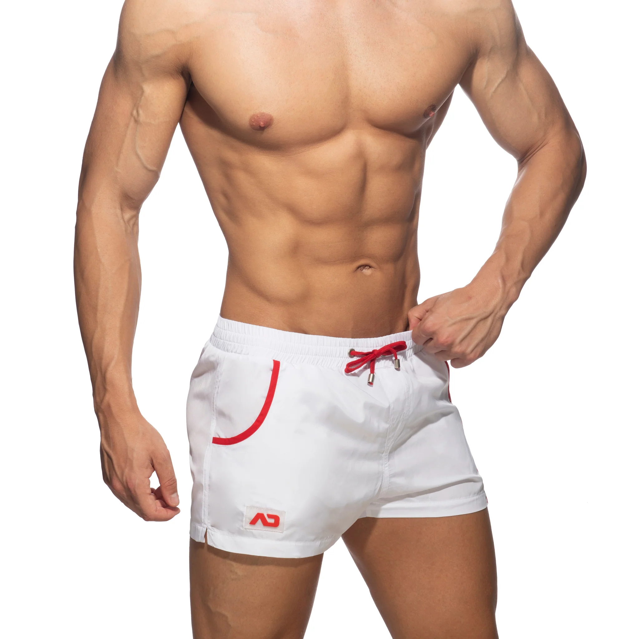 Addicted Rainbow Tape Swim Shorts White ADS321 - Image 4