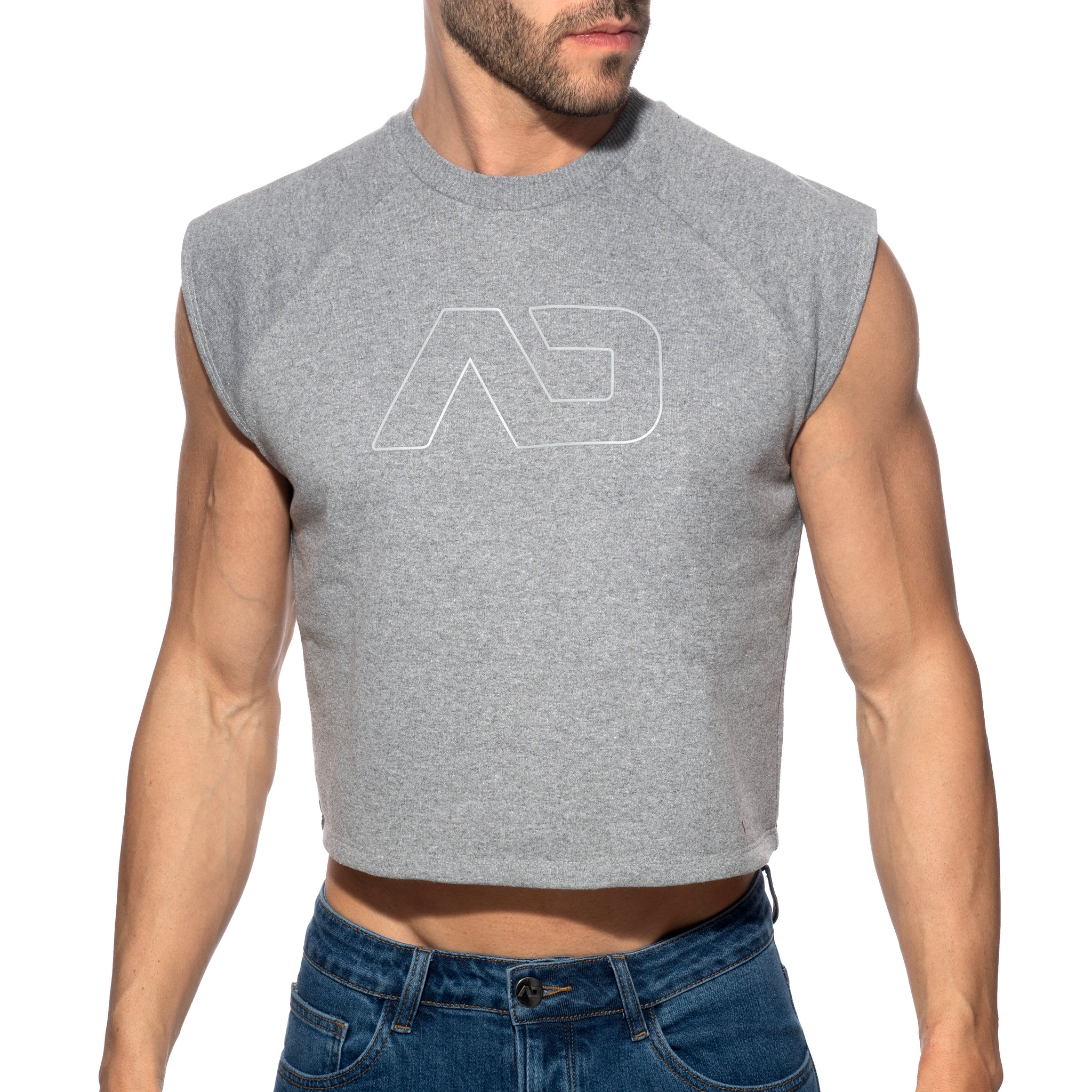 Addicted Recycled Cotton Crop Top Heather Grey AD1461 - Image 2