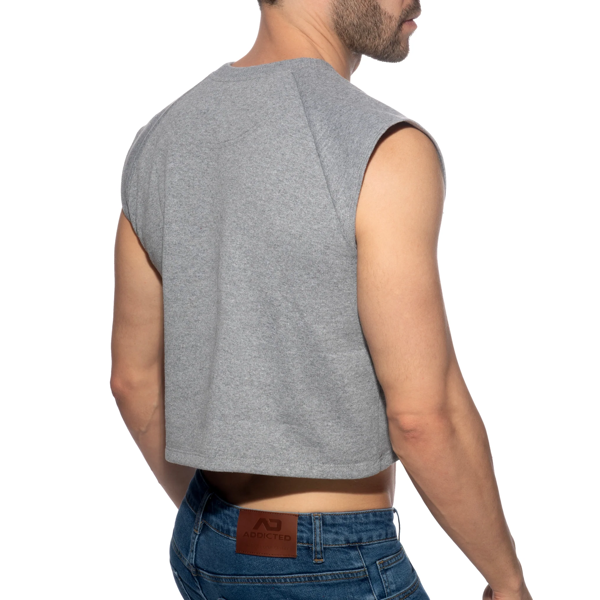 Addicted Recycled Cotton Crop Top Heather Grey AD1461 - Image 3