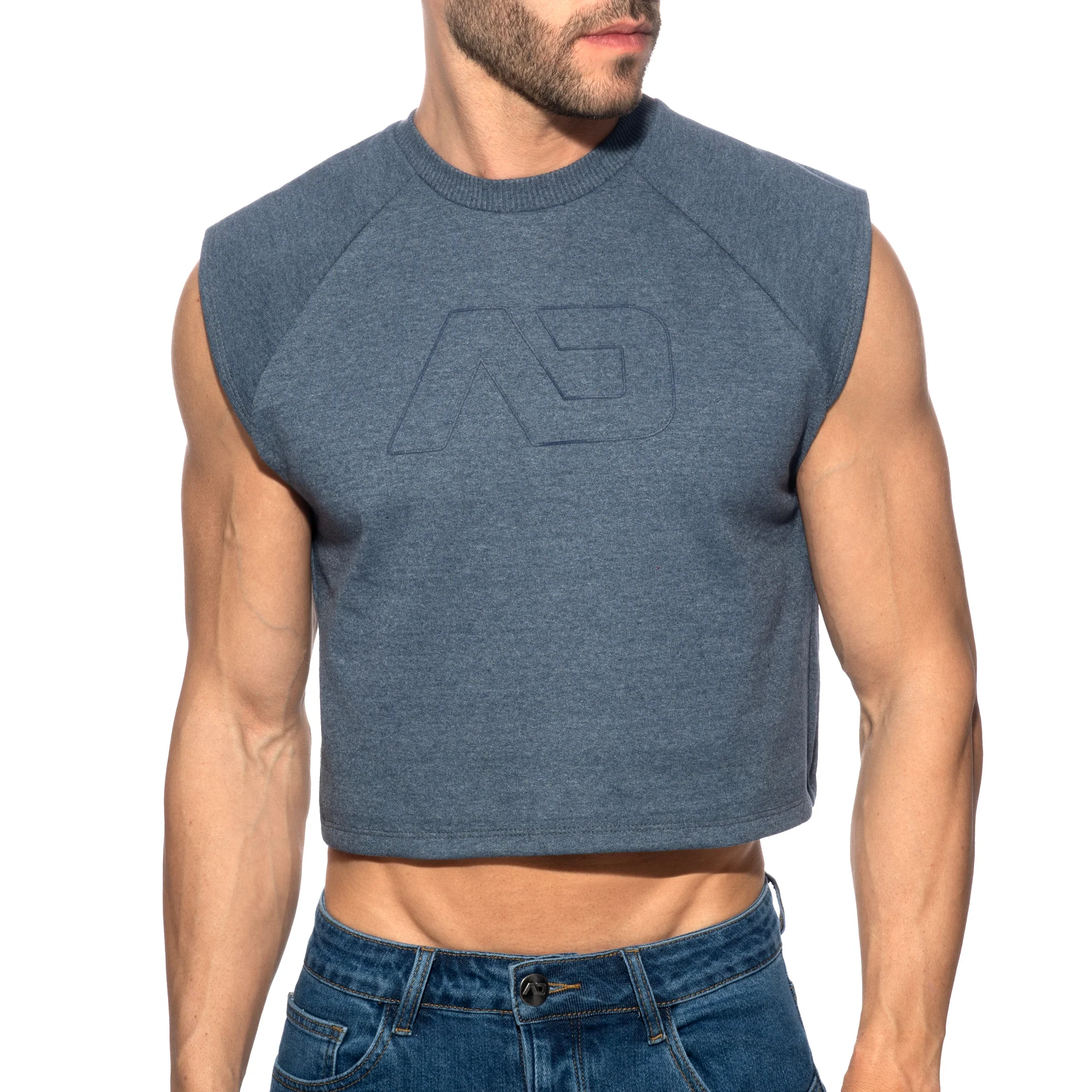 Addicted Recycled Cotton Crop Top Navy AD1461 - Image 2