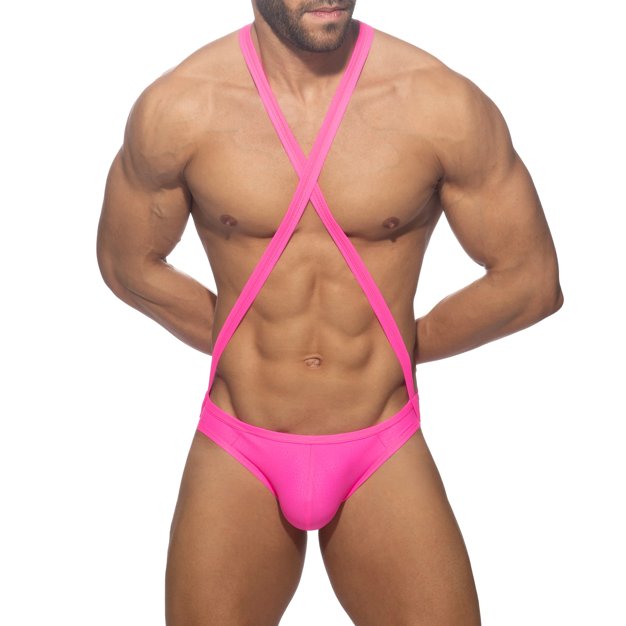Addicted Reptile Cris Cross Bodysuit Neon Pink ADP10 - Image 2