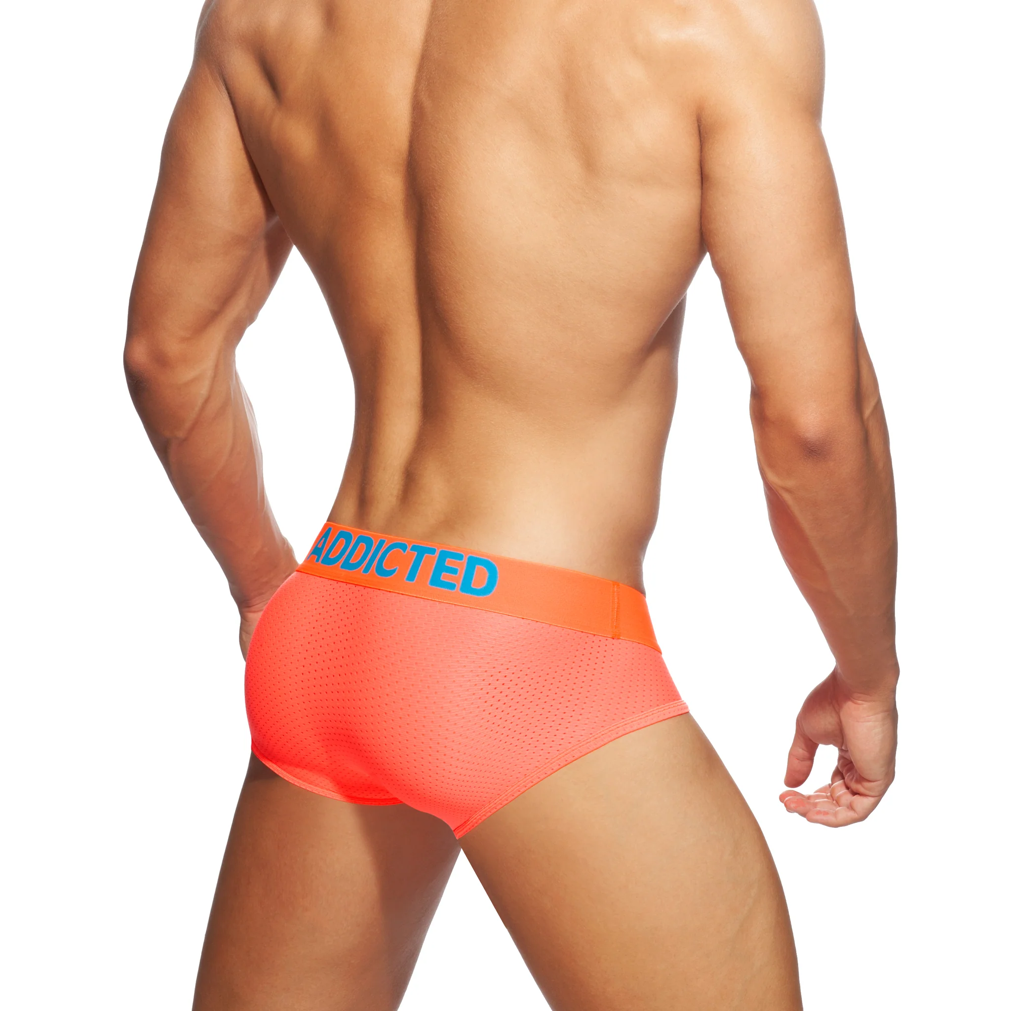 Addicted Ring Up Neon Mesh Brief Neon Orange AD951 - Image 3