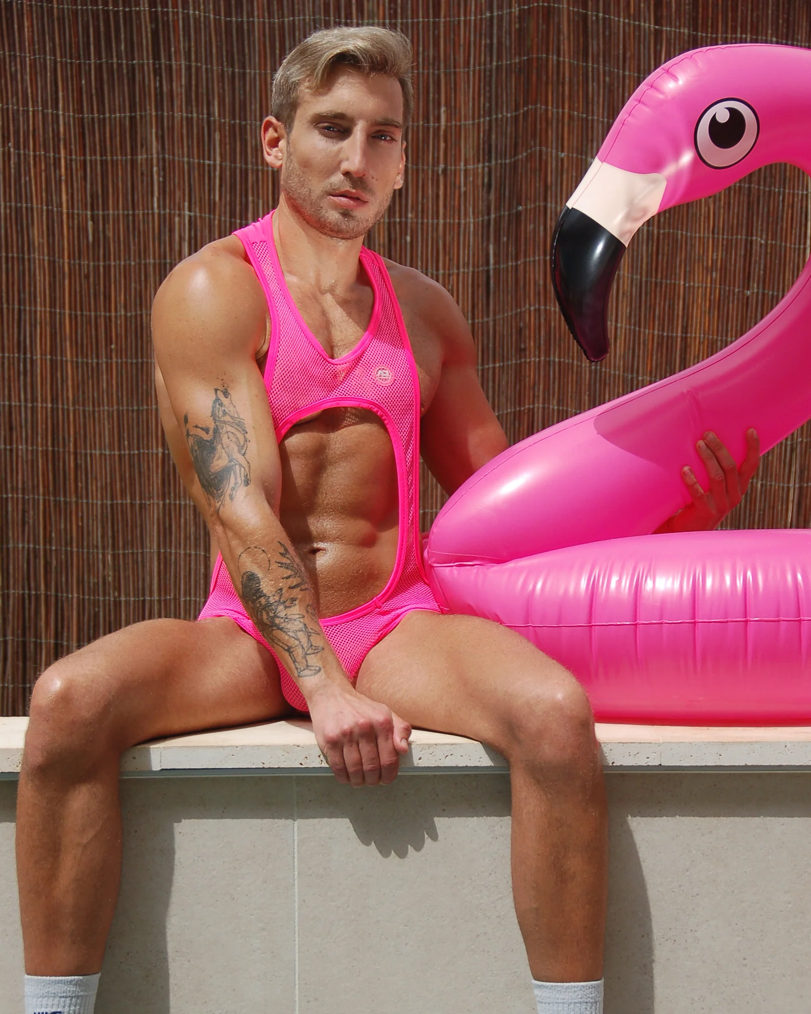 Addicted Sexy Mesh Singlet Neon Pink ADP03 - Image 5