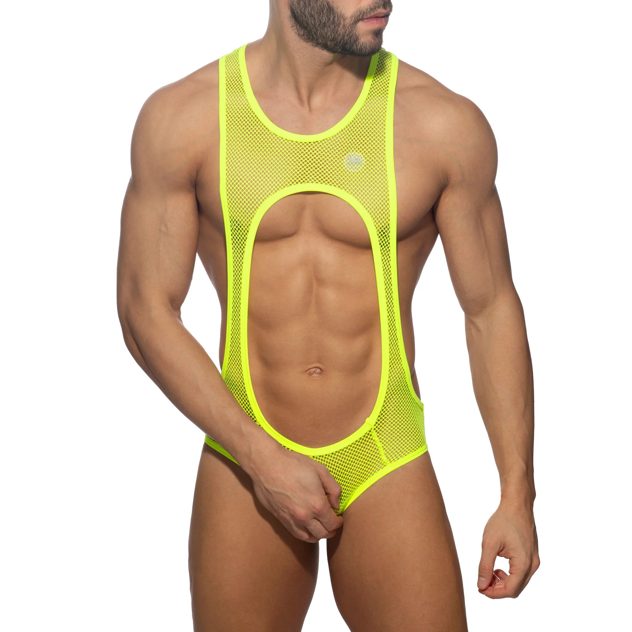 Addicted Sexy Mesh Singlet Neon Yellow ADP03 - Image 2