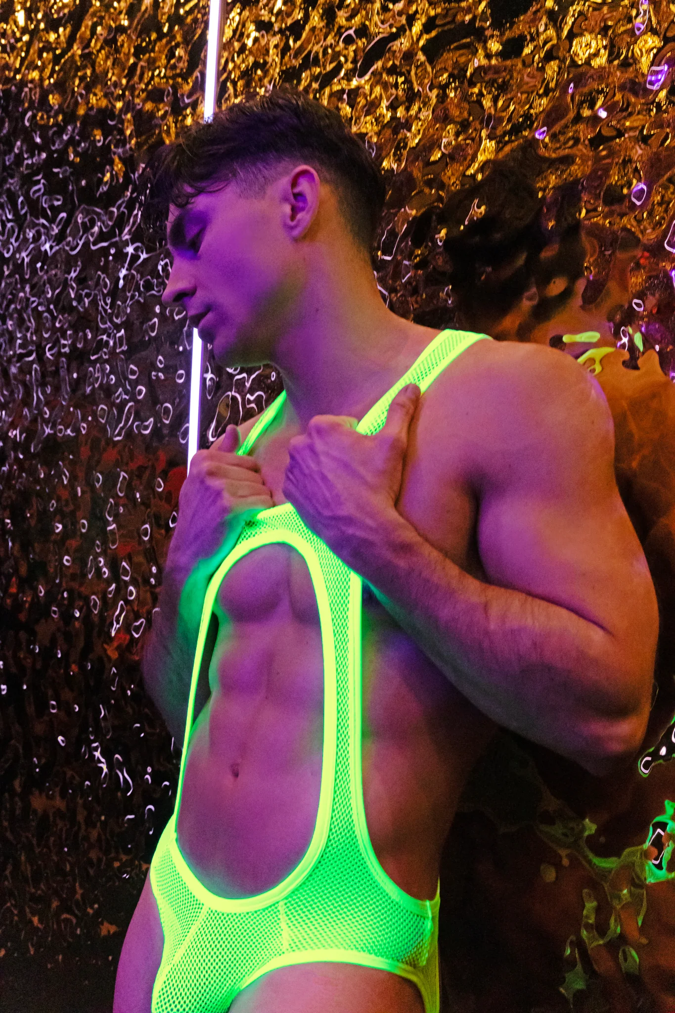 Addicted Sexy Mesh Singlet Neon Yellow ADP03 - Image 5