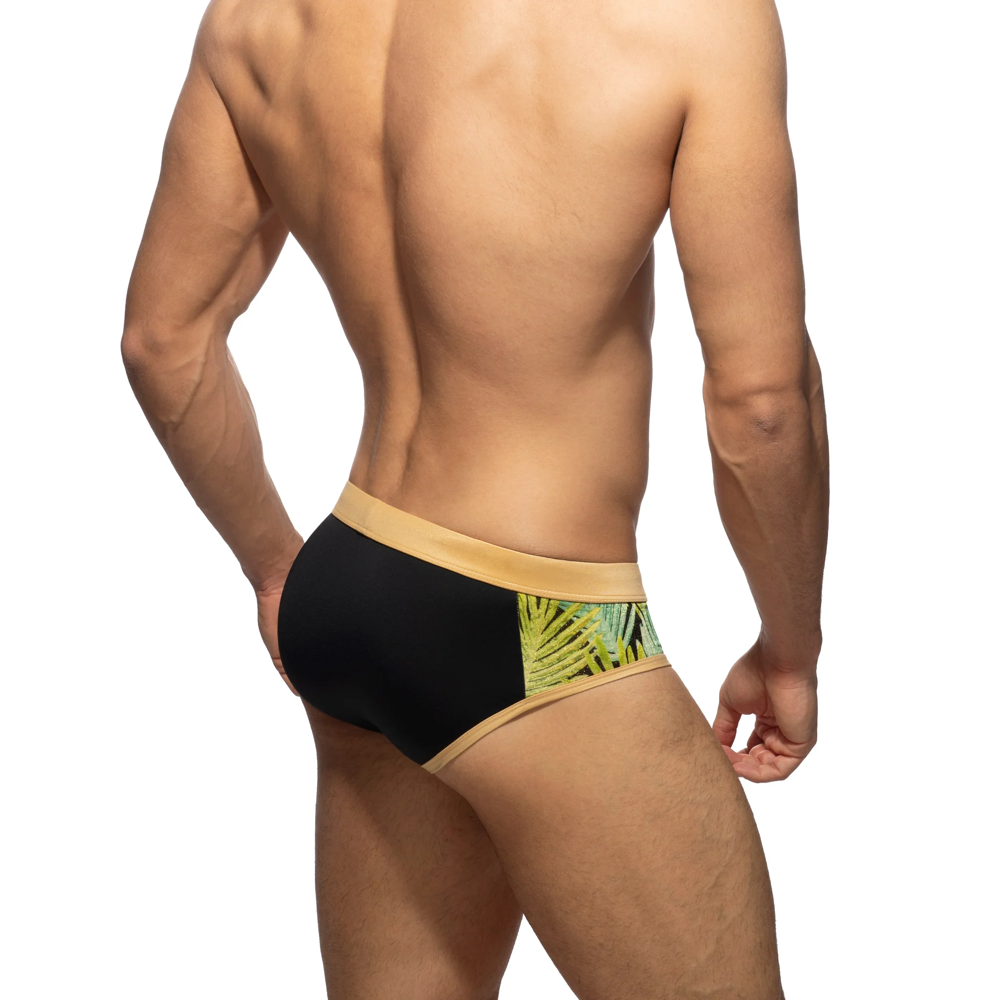 Addicted Side Leaves Swim Brief Black ADS331 - Image 3