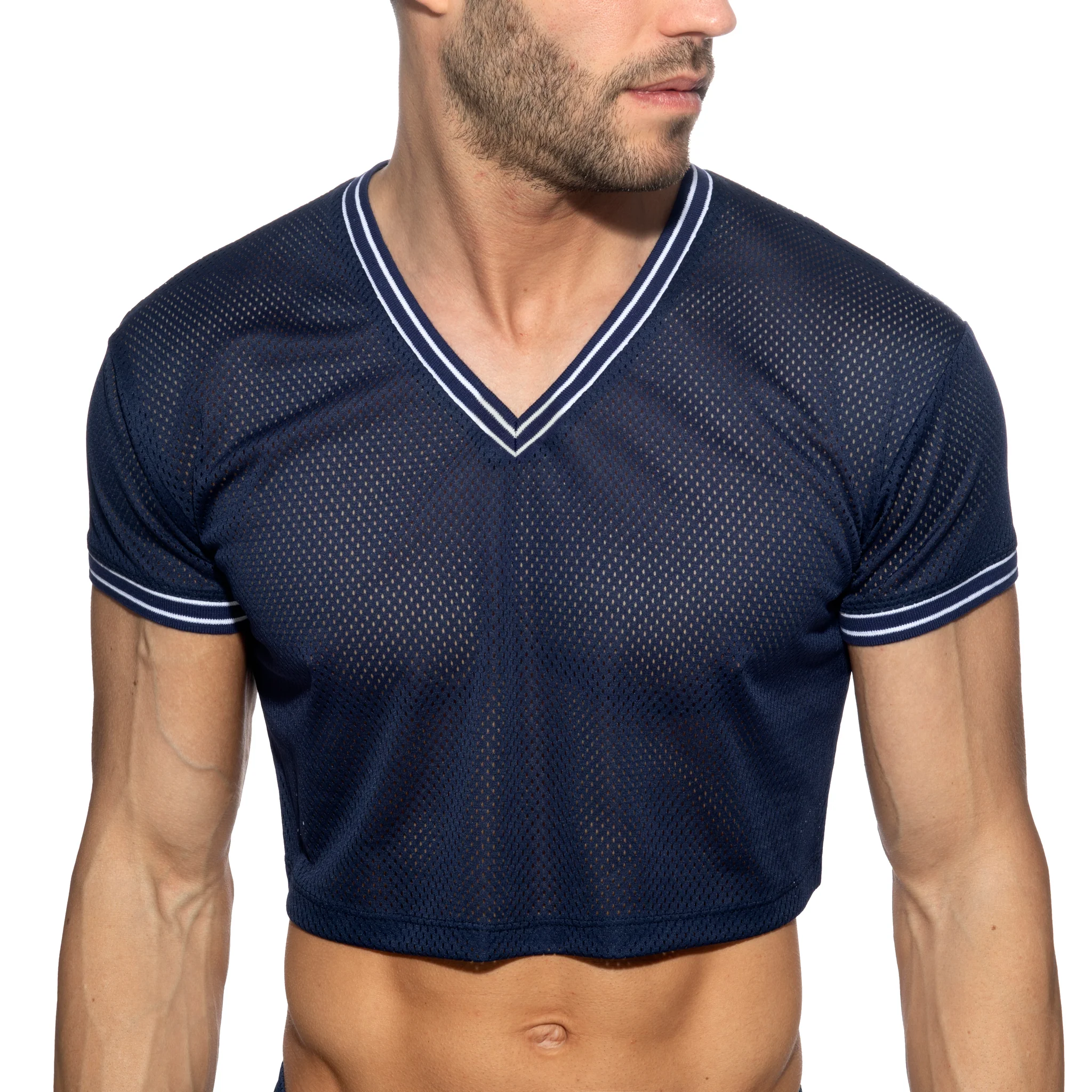 Addicted Slam V-Neck Crop Top Navy AD1274 - Image 2