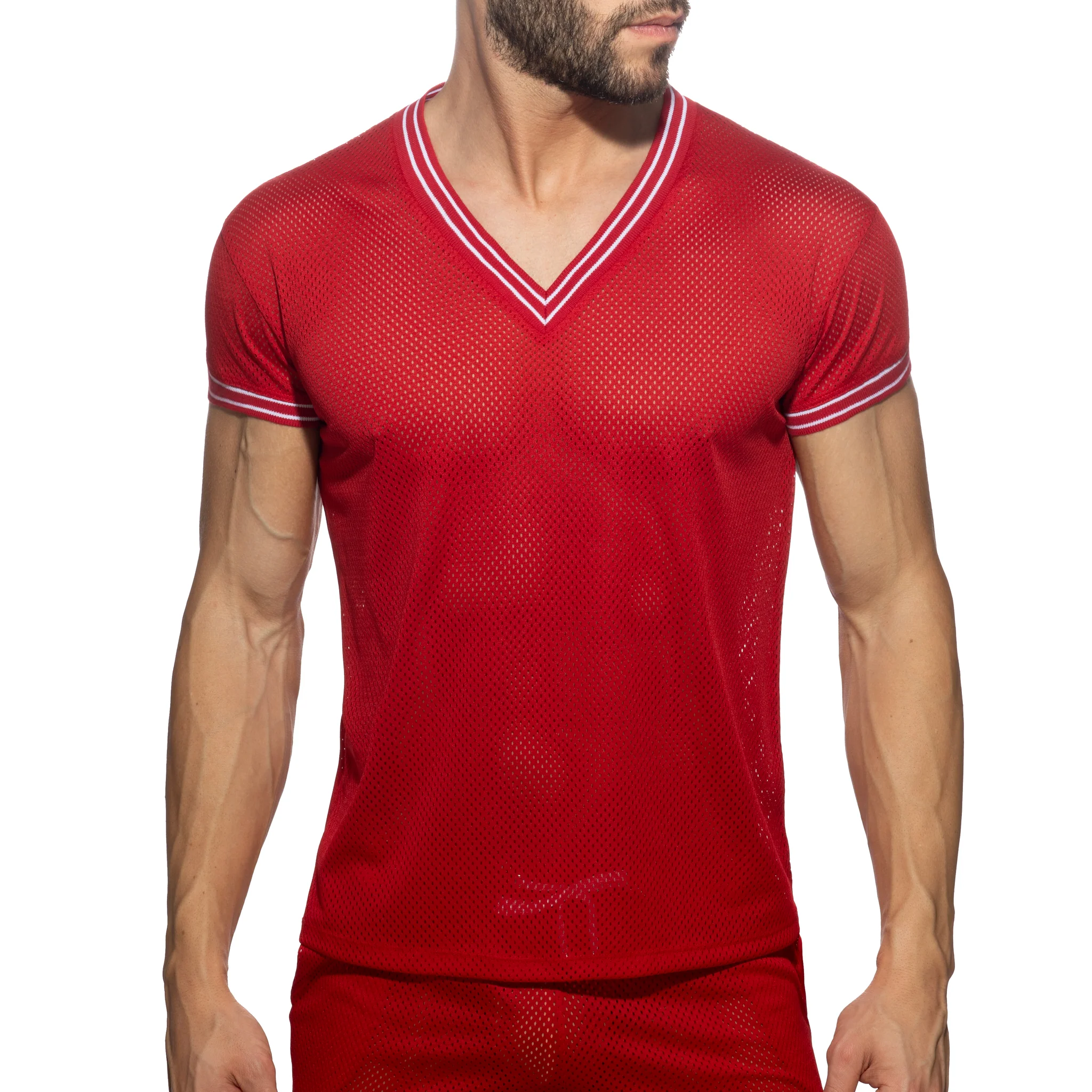 Addicted Slam V-Neck T-Shirt Red AD1280 - Image 2