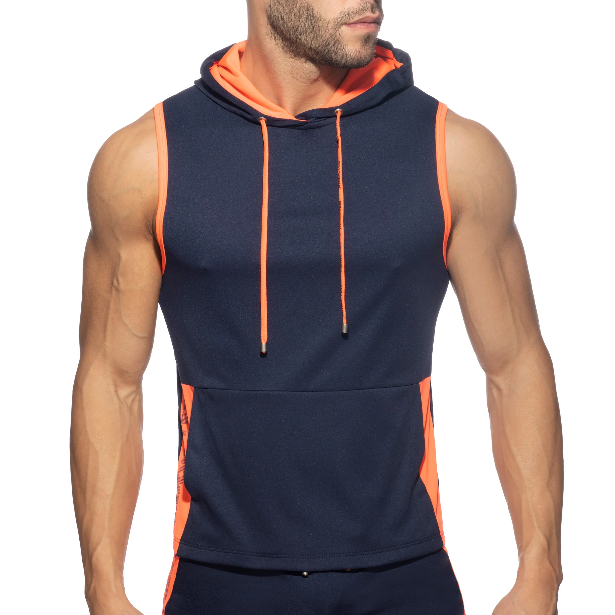 Addicted Sleeveless AD Hoody Navy AD1063 - Image 2