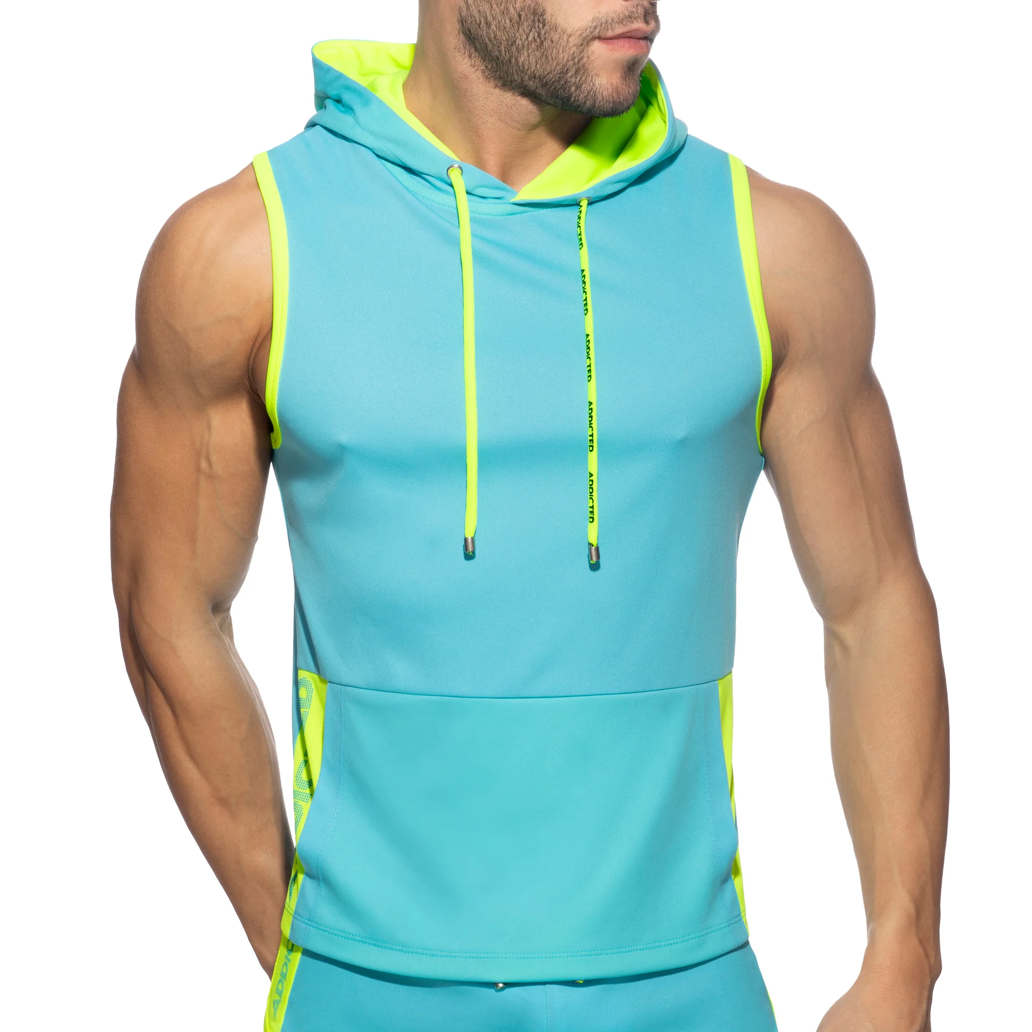 Addicted Sleeveless AD Hoody Turquoise AD1063 - Image 2