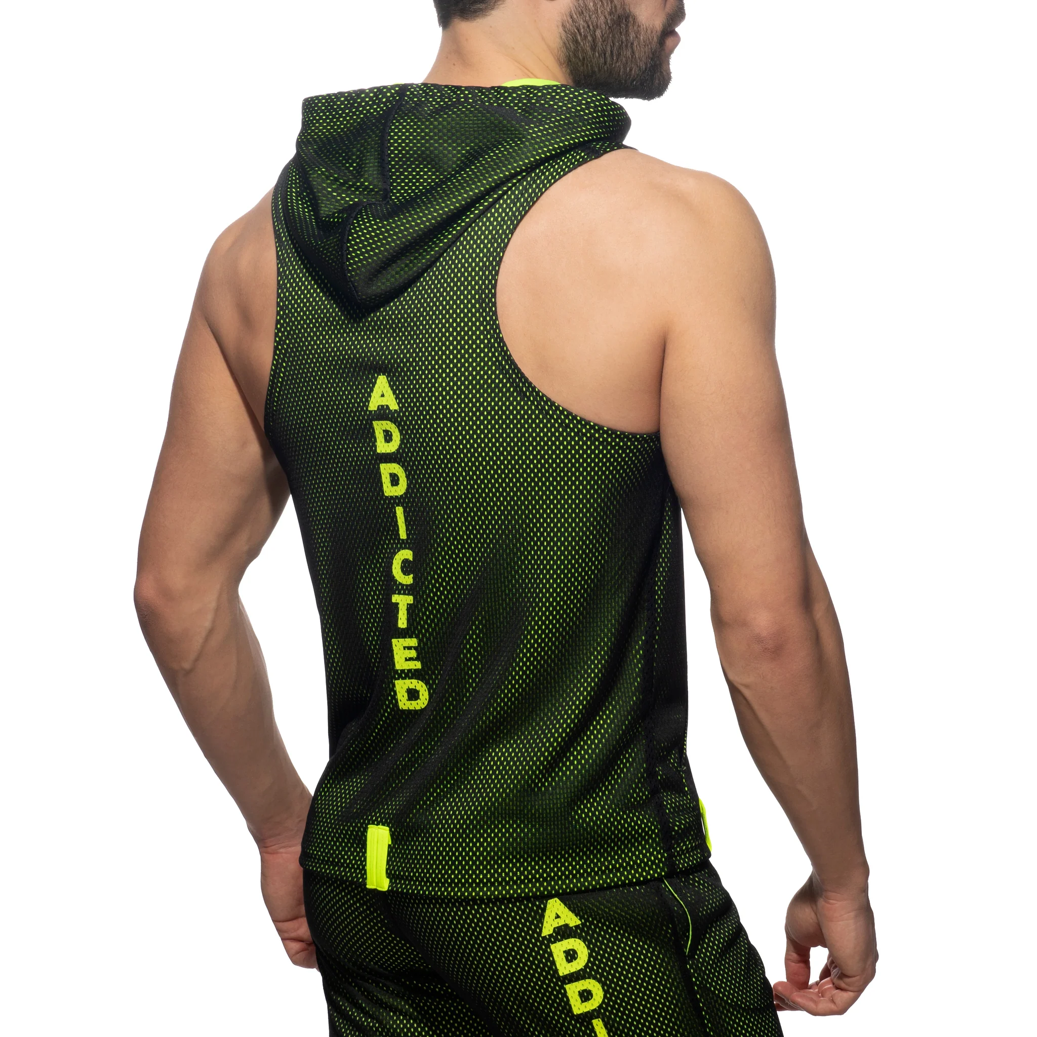 Addicted Sleeveless Loop-Mesh Hoodie Black AD355 - Image 3