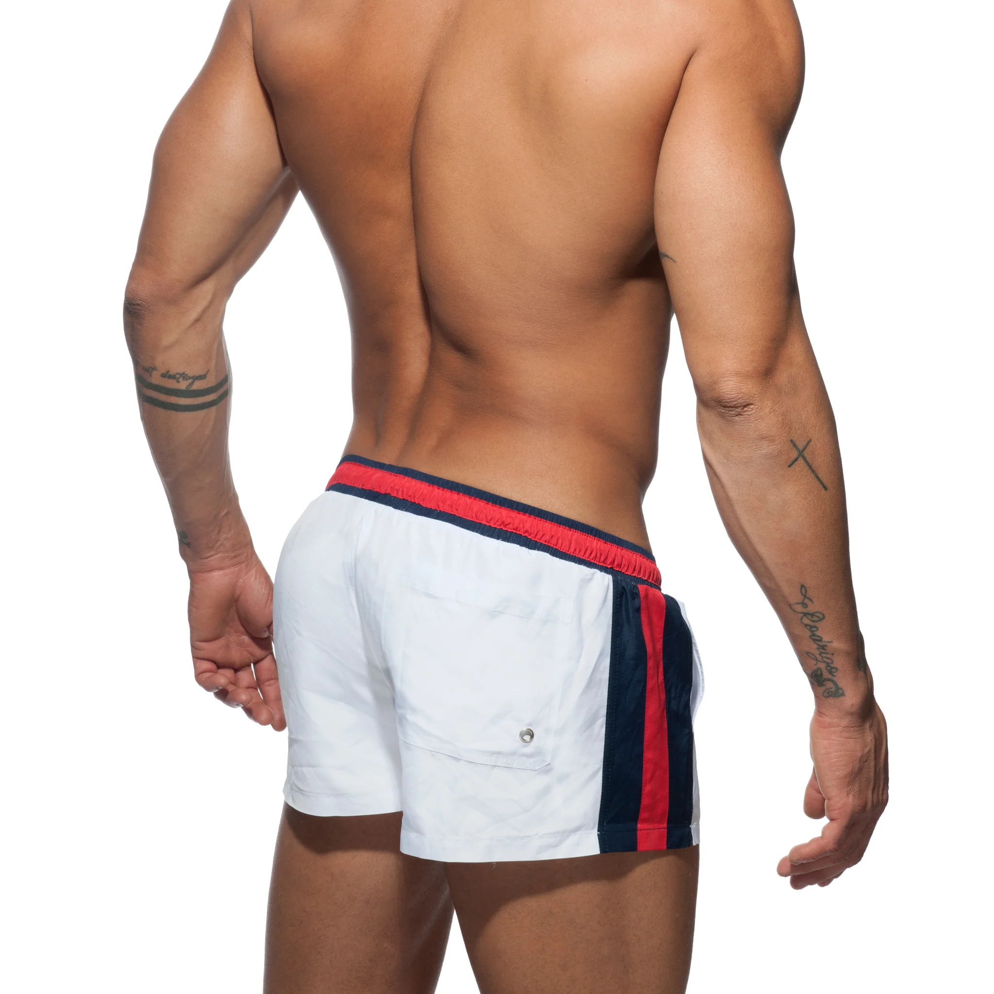 Addicted Stripes Basic Swim Short White ADS214 - Image 3