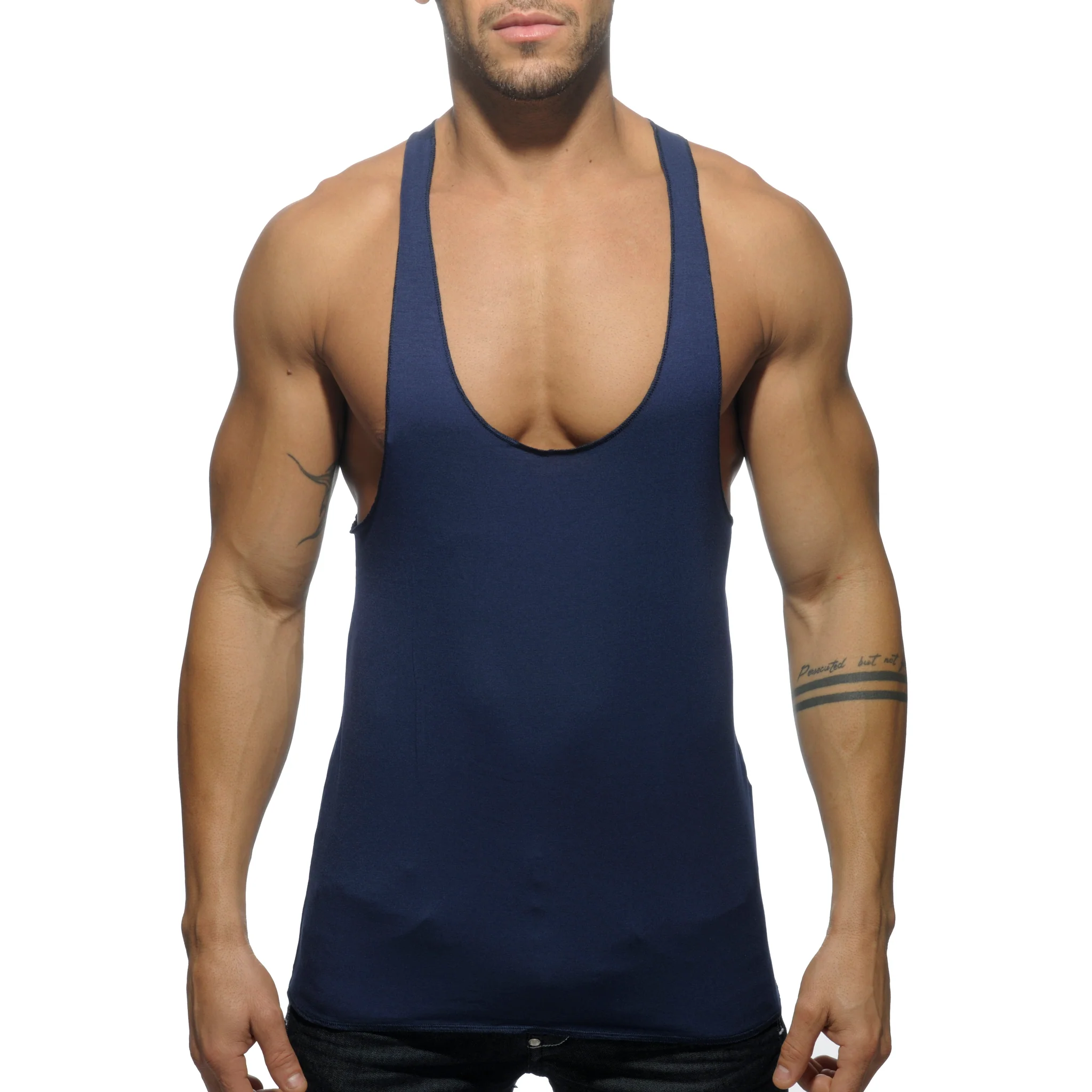 Addicted Tank Back Printed Navy AD340 - Image 2
