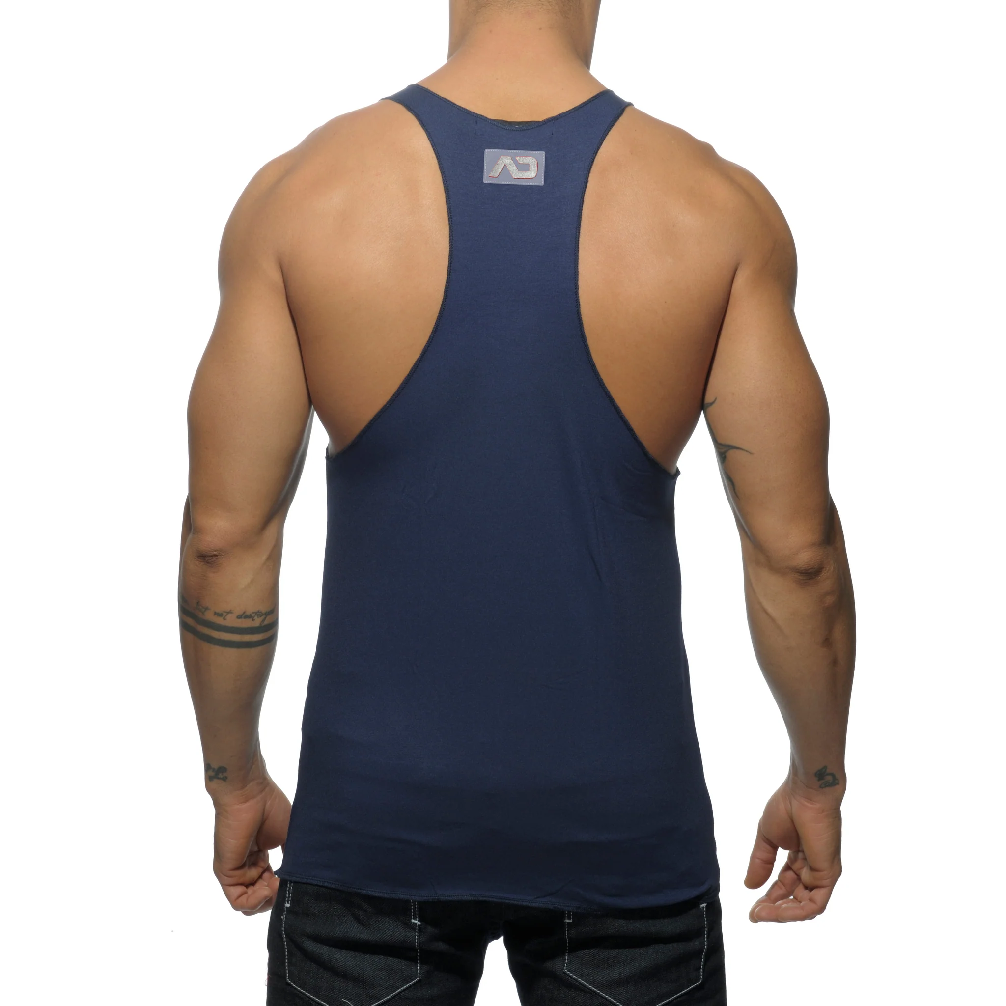 Addicted Tank Back Printed Navy AD340 - Image 3
