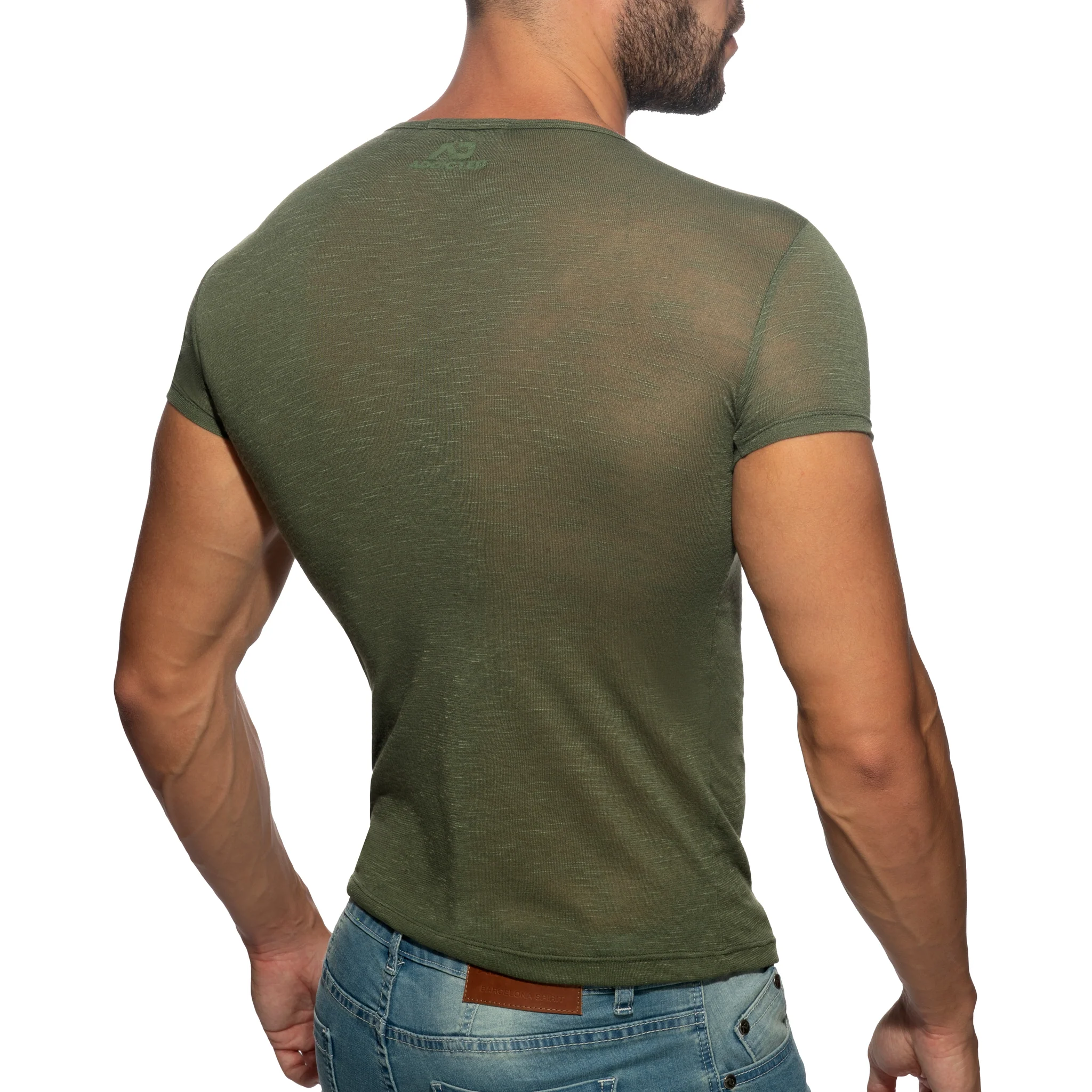 Addicted Thin Flame T-Shirt Khaki AD1109 - Image 3