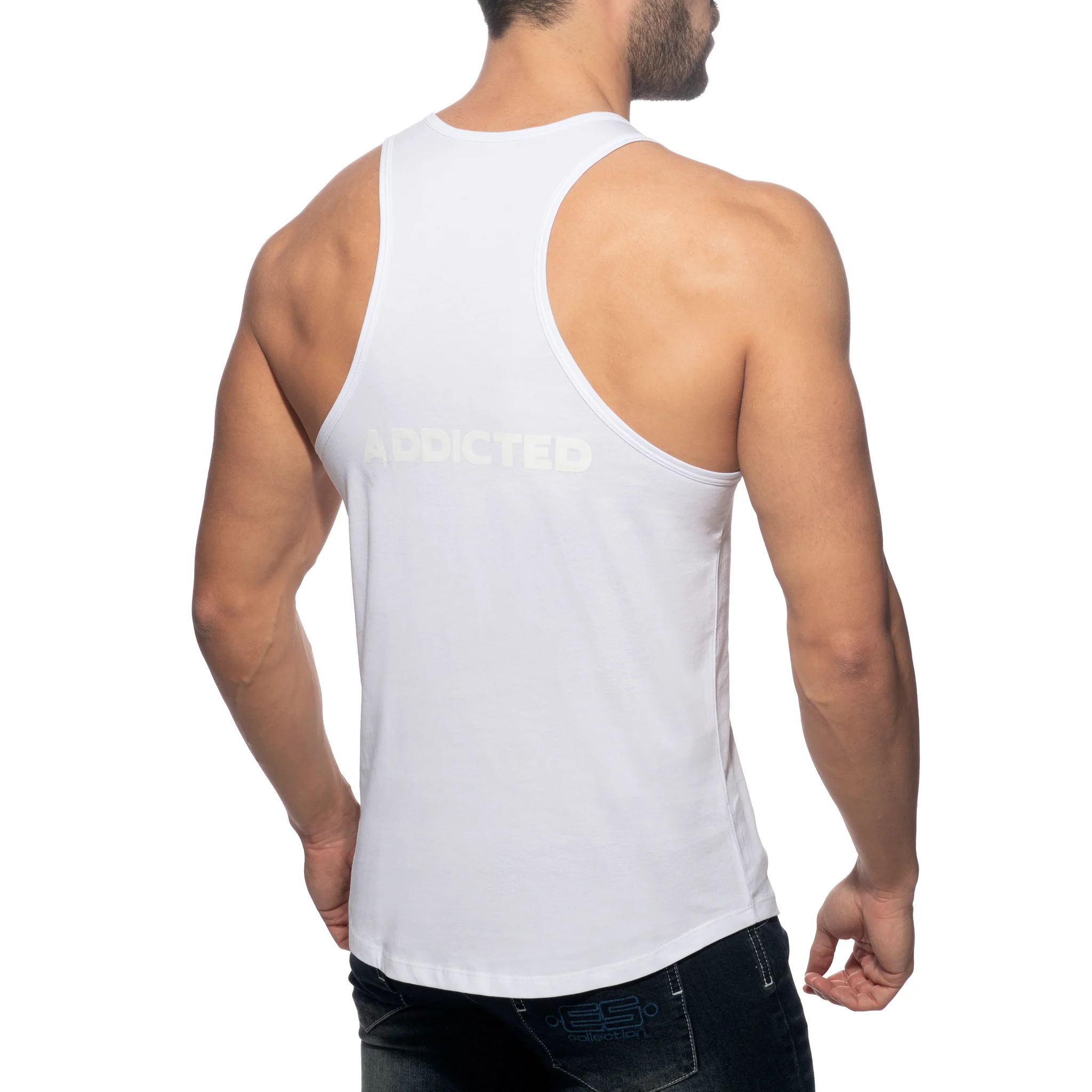 Addicted U-Neck Cotton Tank Top White AD997 - Image 3