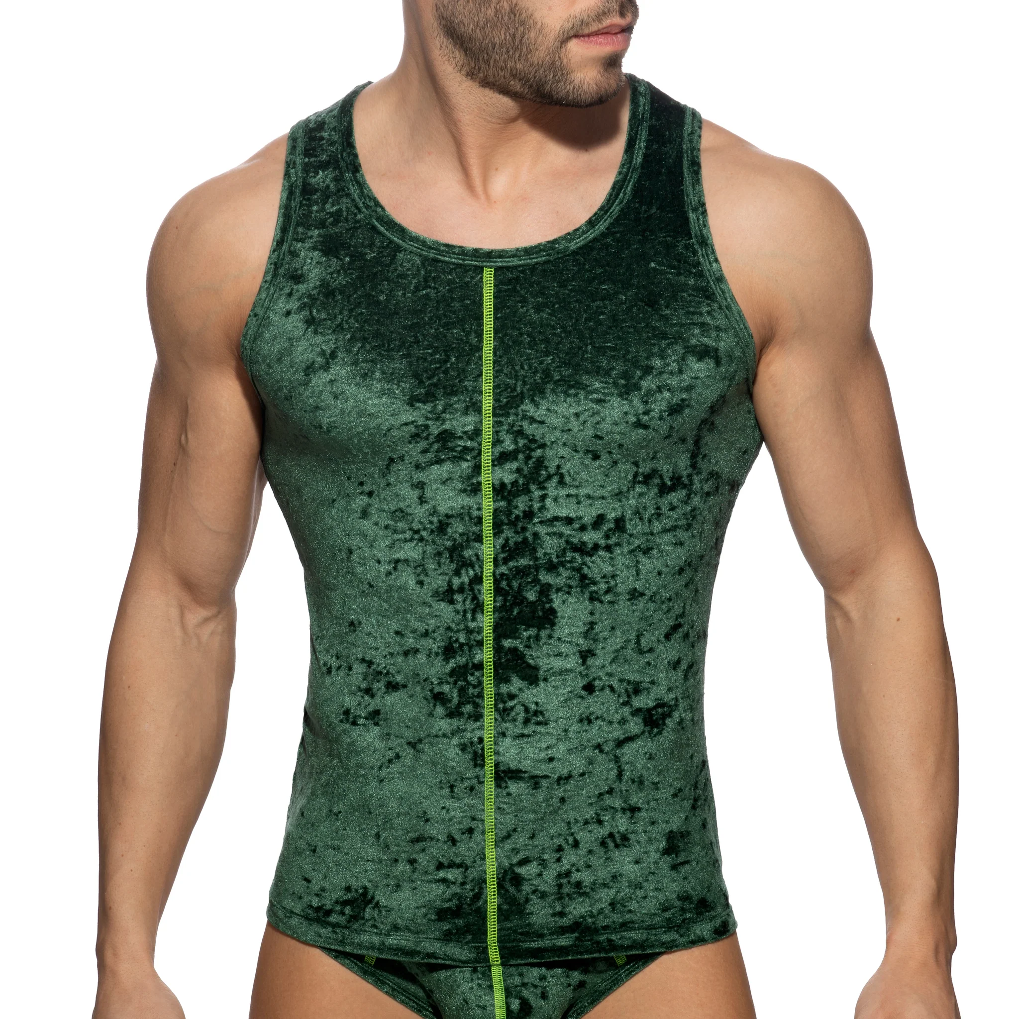 Addicted Velvet Shady Tank Top Green AD1237 - Image 2