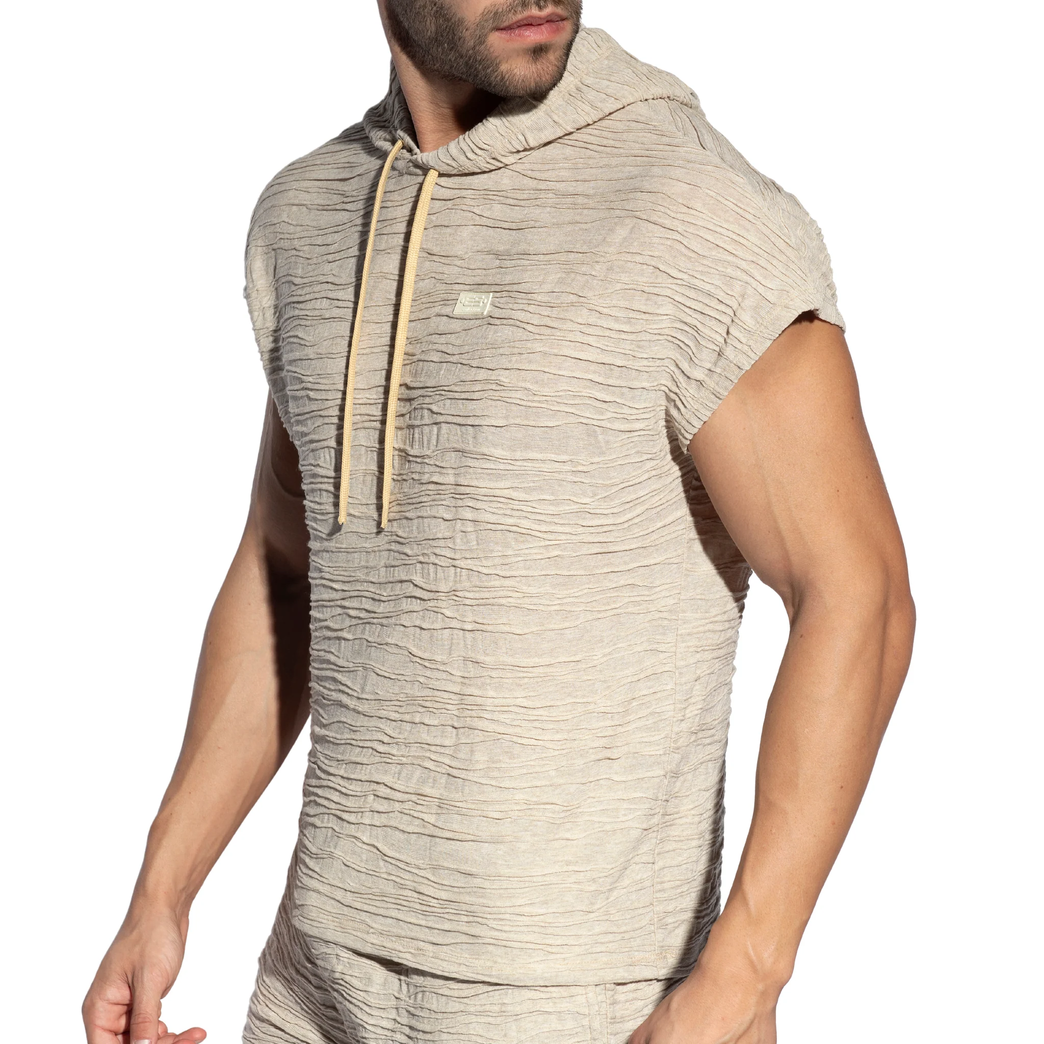 ES Collection Arakis Sleevesless Hoodie Beige SP331