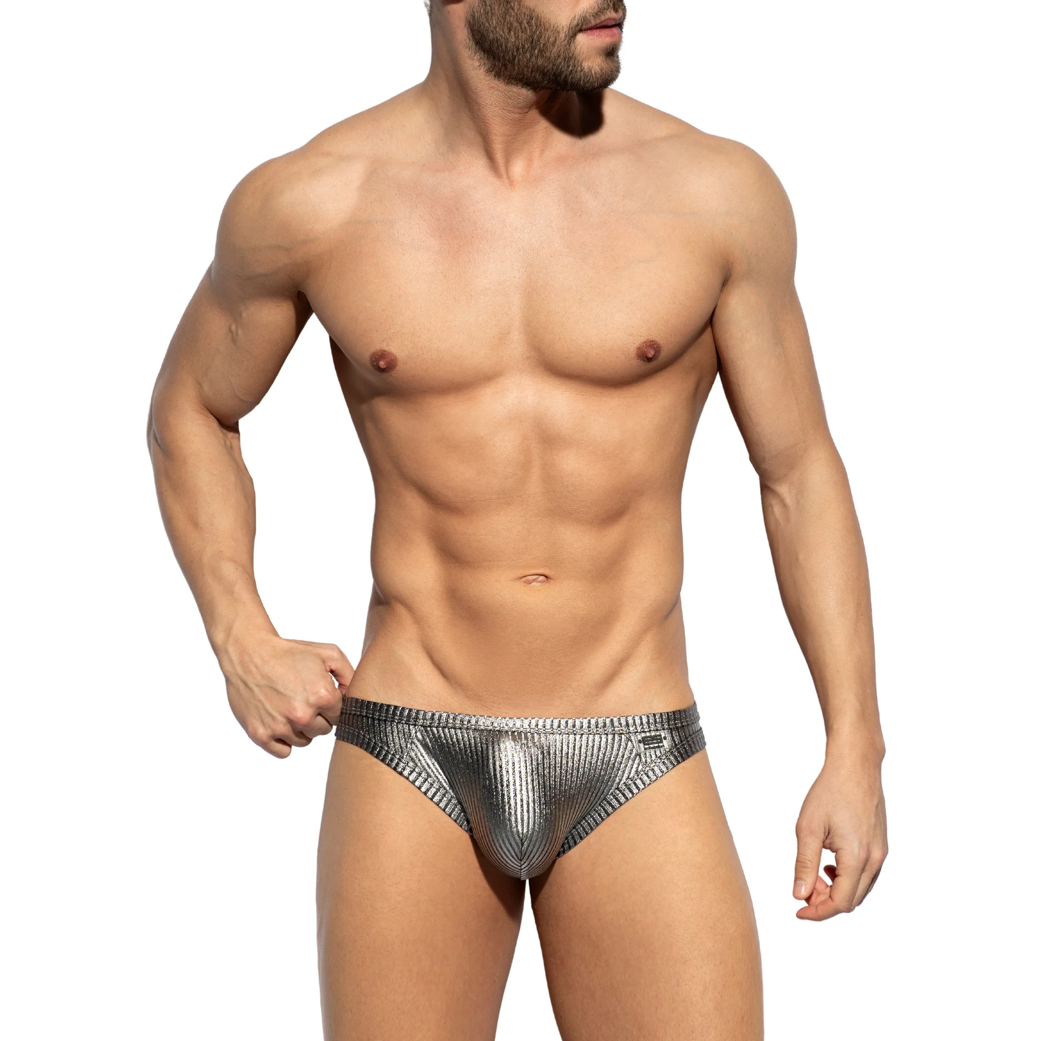 ES Collection Art Deco Metallic Brief Silver UN597 - Image 2