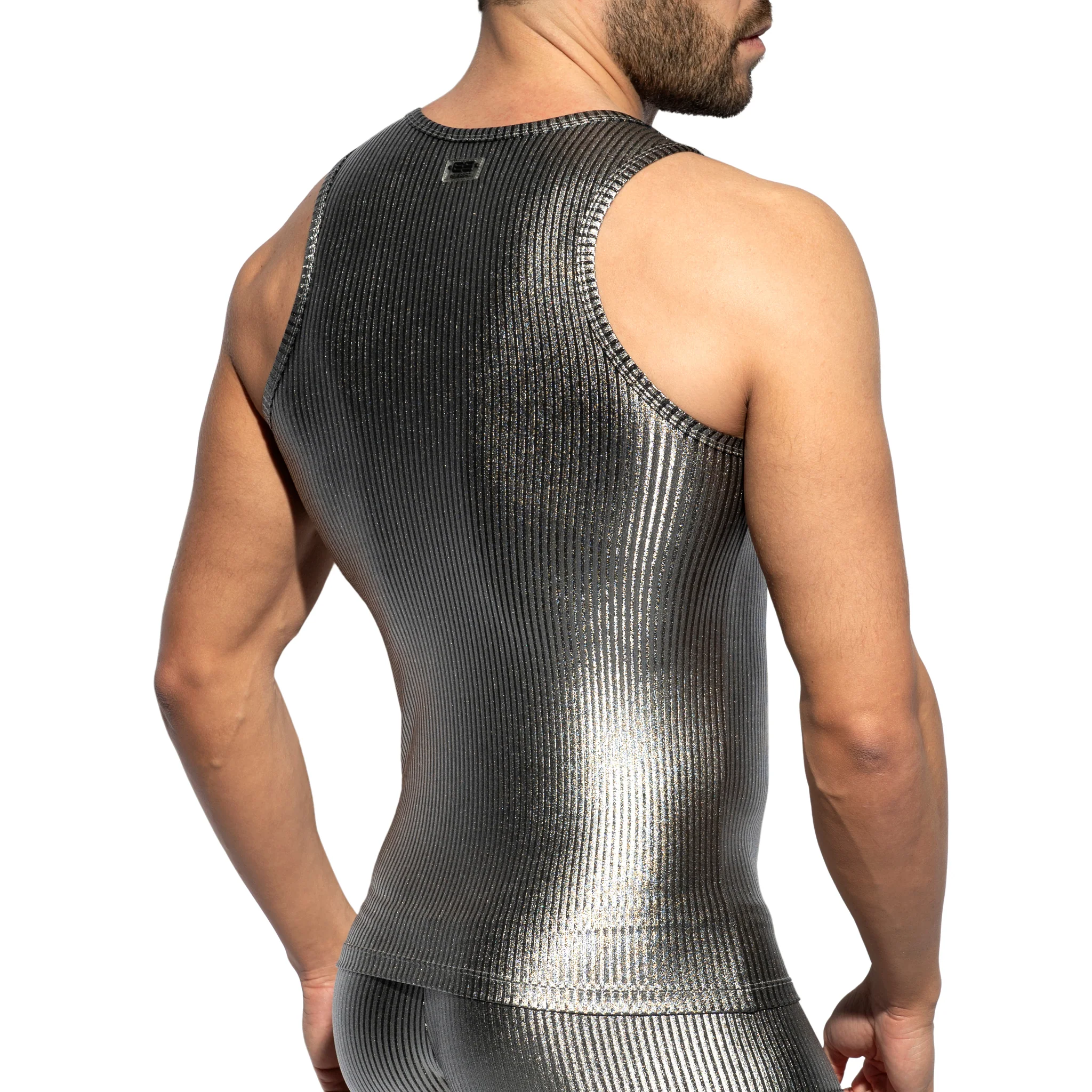 ES Collection Art Deco Metallic Tank Top Silver TS330 - Image 3