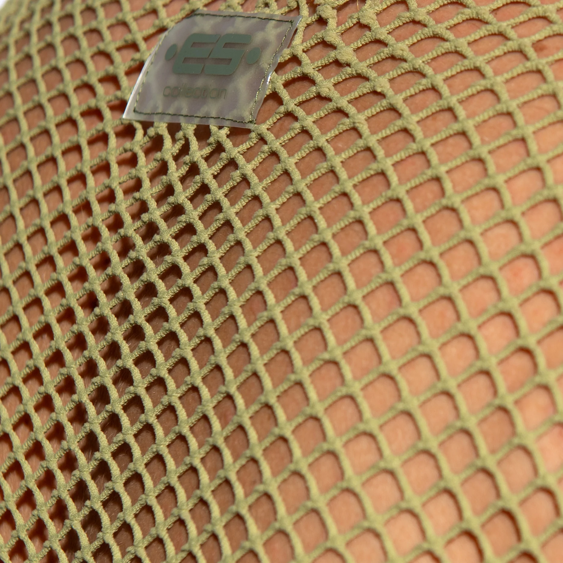 ES Collection Beachy Net Midriff Crop Top Khaki TS338 - Image 4